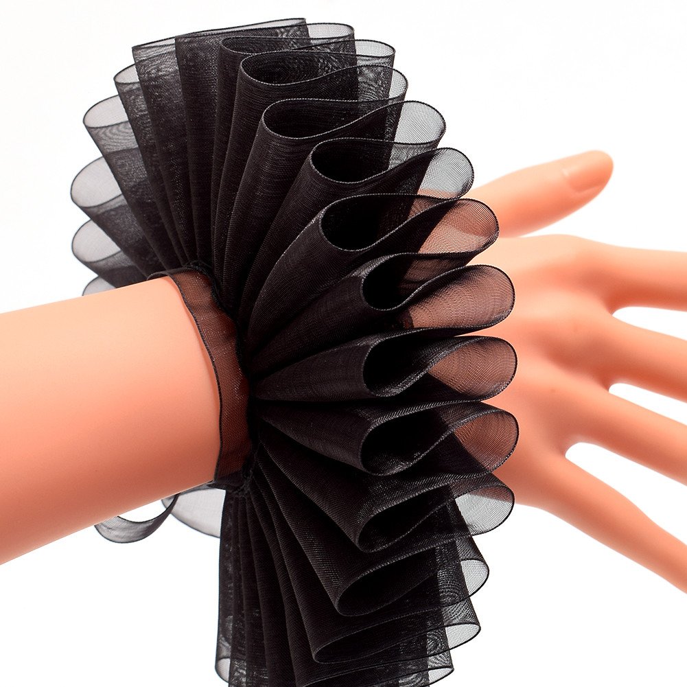 GraceArt Elizabethan Dickens Ruff Neck Collar & Wrist Cuffs - Victorian Lace Ruffle Costume Accessories for Renaissance Fairs, Cosplay, and Historical Reenactments