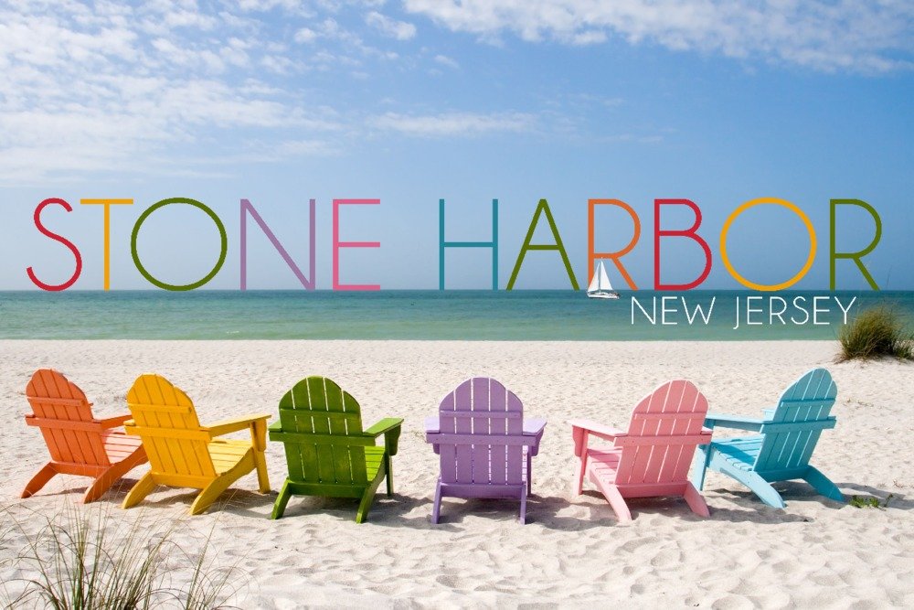 Stone Harbor NJ Colorful Beach Chairs - 24x36 Giclee Gallery Print - Coastal Travel Poster Wall Art Decor - Perfect for Beach House, Living Room & Office Decor