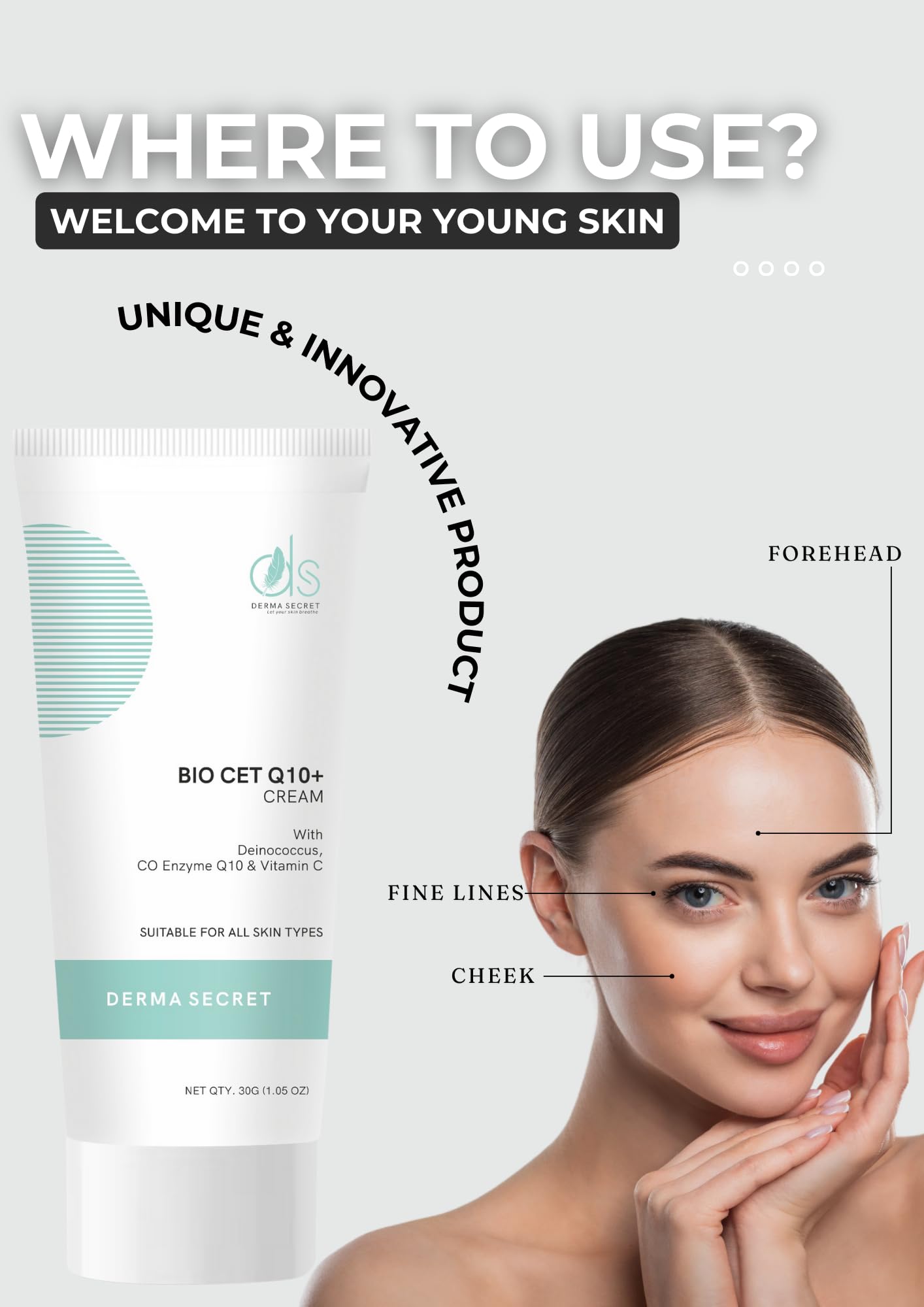 Bio CetQ10+ Anti-Aging Cream with Coenzyme Q10, Vitamin C & Alpha Arbutin - Hydrating Skincare Solution for Wrinkles, Fine Lines & Hyperpigmentation - Youthful Radiant Skin Treatment - 30g | Perfect for Night Routine & Daily Moisturizing