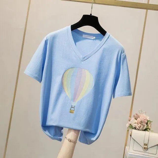 Stylish Balloon Print T-Shirts for Women - Trendy Graphic Tees for Casual Outfits & Summer Fashion