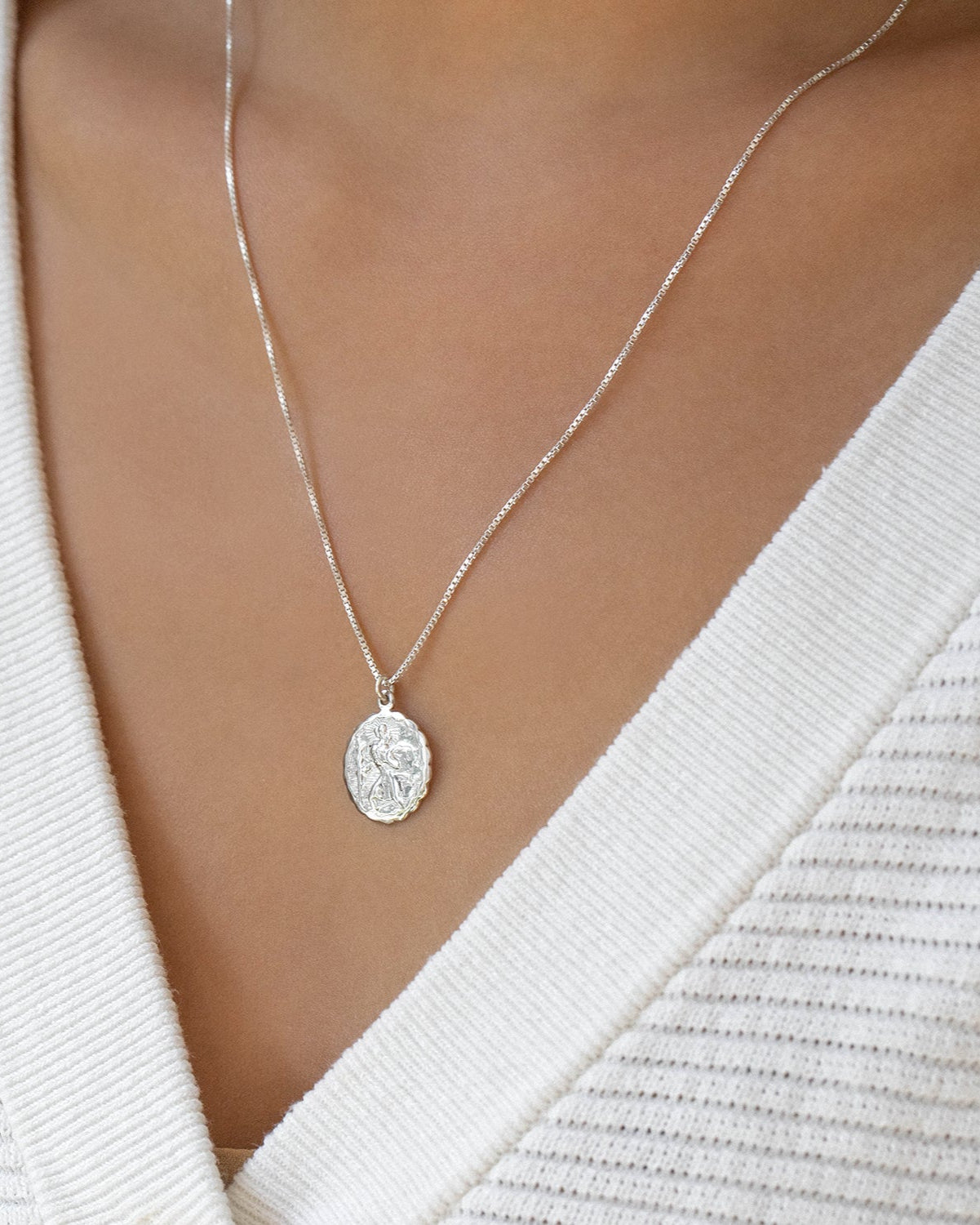 St. Christopher Pendant Necklace for Men & Women - Religious Catholic Jewelry for Protection & Travel Blessings - Perfect Gift for Baptism, First Communion & Everyday Wear