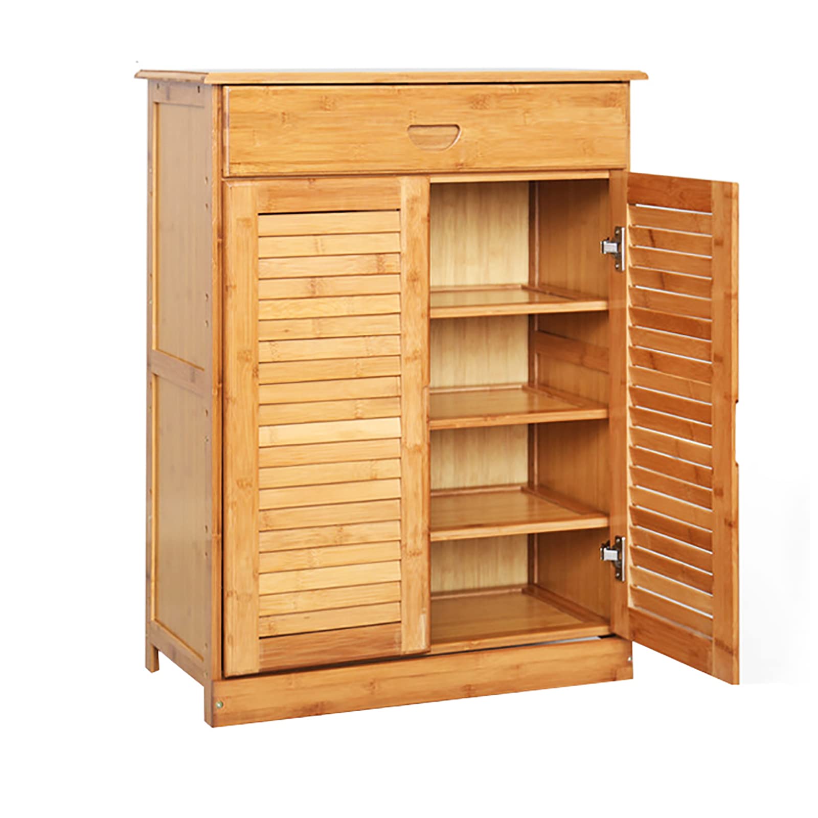 Bamboo Shoe Storage Cabinet with Doors - Rustic Entryway Shoe Organizer & Shoe Rack for Home, Office, or Mudroom | Space-Saving Shoe Cubby for Neat Shoe Organization