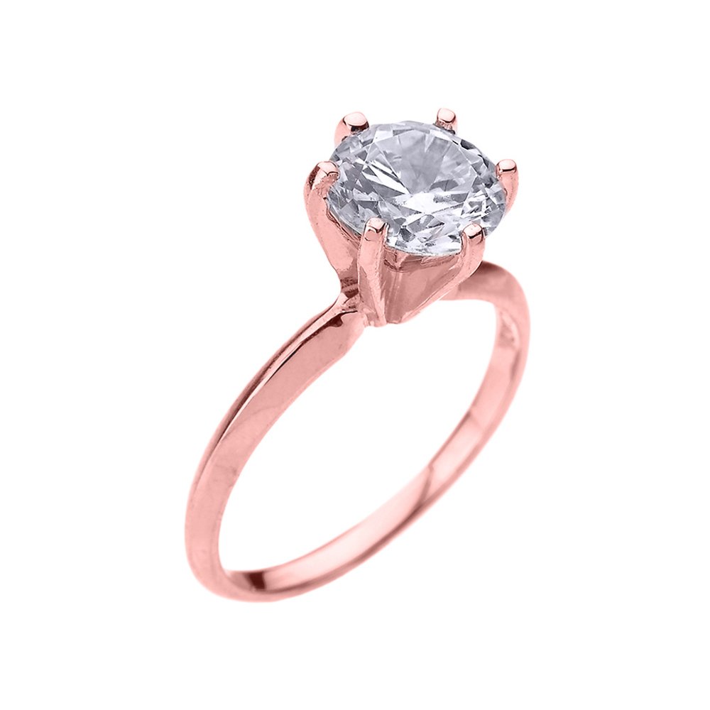 10K Rose Gold 3.0 Carat Cubic Zirconia Solitaire Engagement Ring for Women - Classic Wedding Band, Anniversary Gift, Proposal Jewelry - Perfect for Romantic Occasions & Special Moments