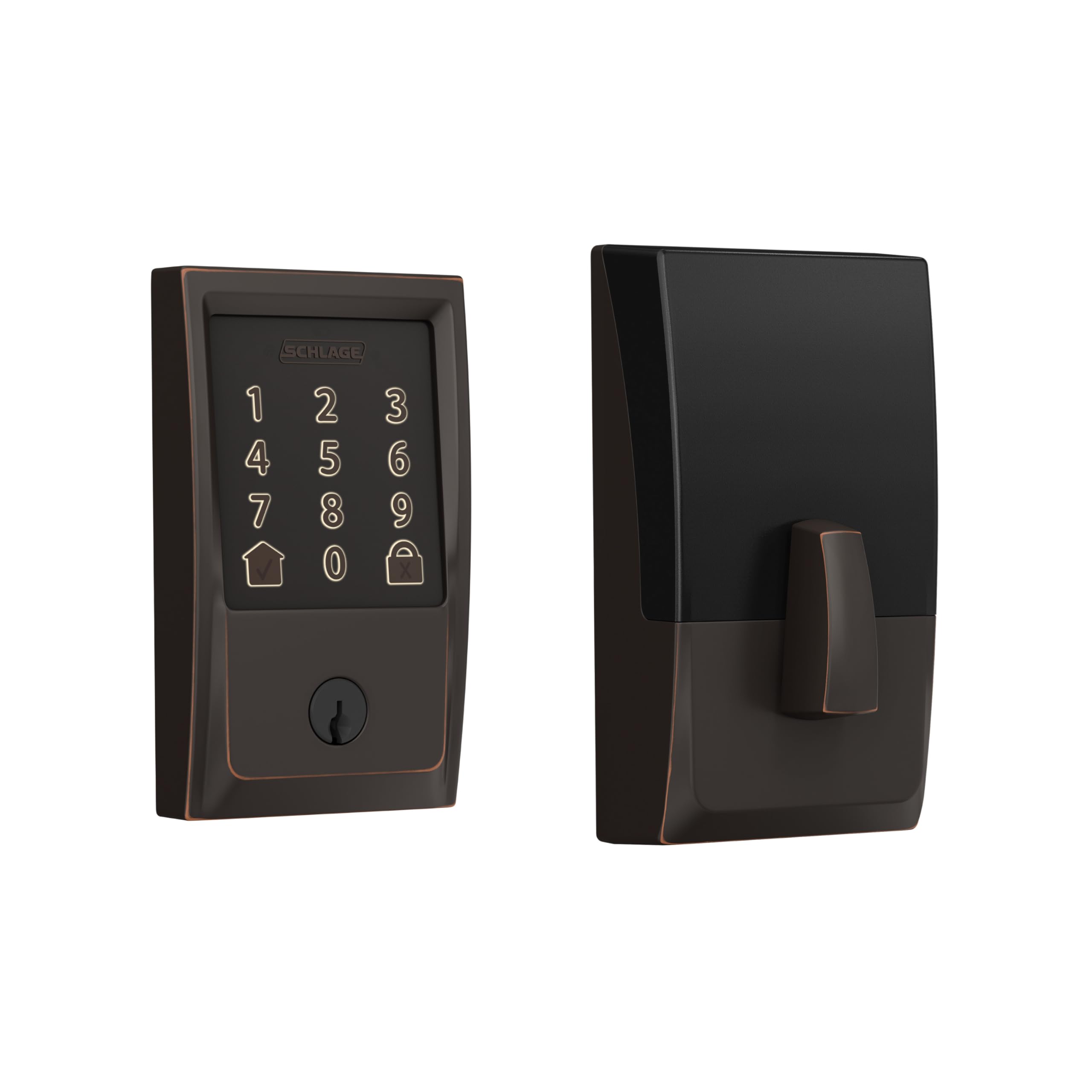 Schlage Encode Smart WiFi Deadbolt Lock - Keyless Entry with Century Trim in Aged Bronze - Secure Your Home with Smart Technology for Front Doors & Apartments