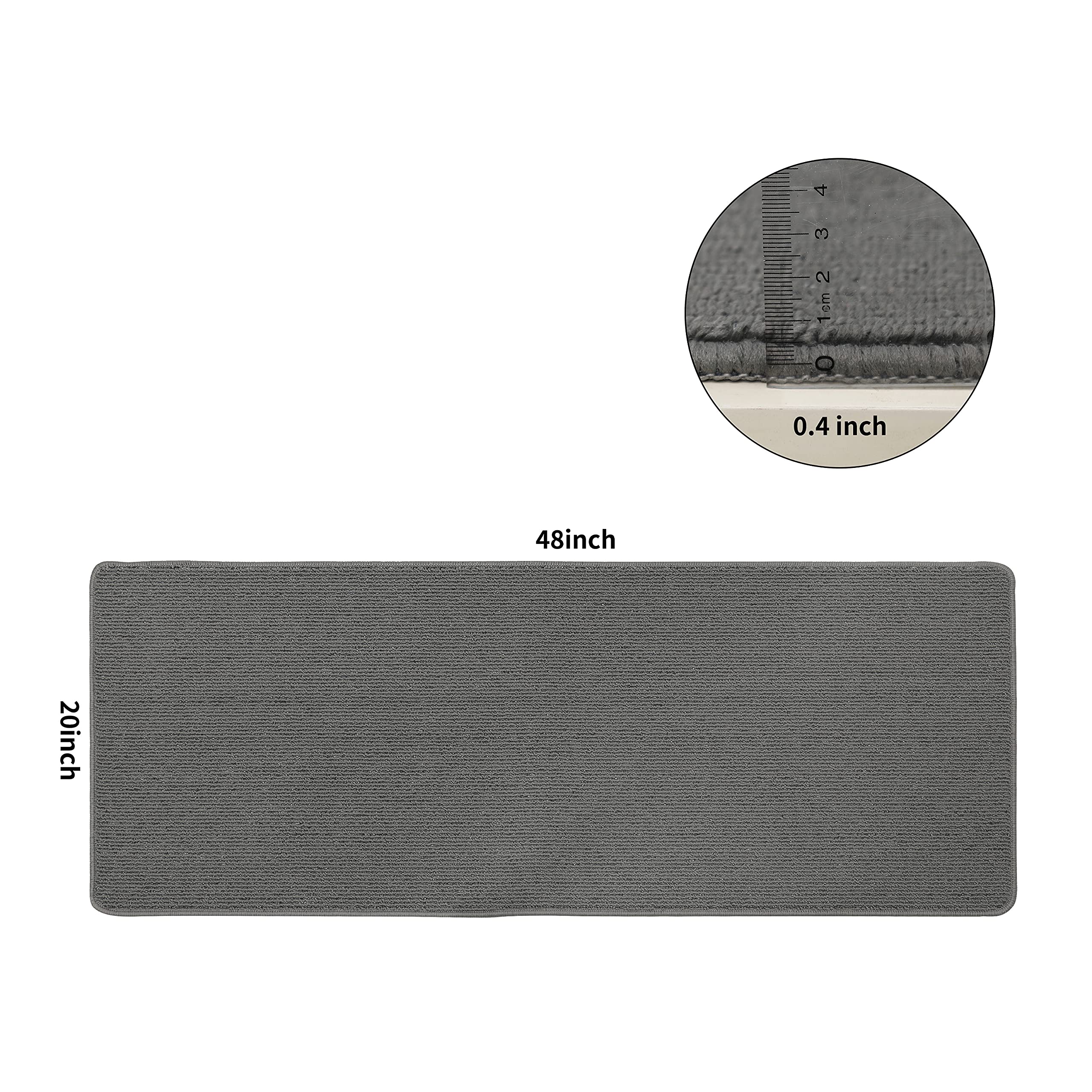 20x48 Inch Non-Slip Kitchen Rug Mat - 100% Polypropylene with TPR Backing, Machine Washable, Soft & Durable - Perfect for Kitchen, Sink, Laundry, Office & Home Floor (Grey) | Ideal for High-Traffic Areas, Dishwashing Stations & Wet Floors