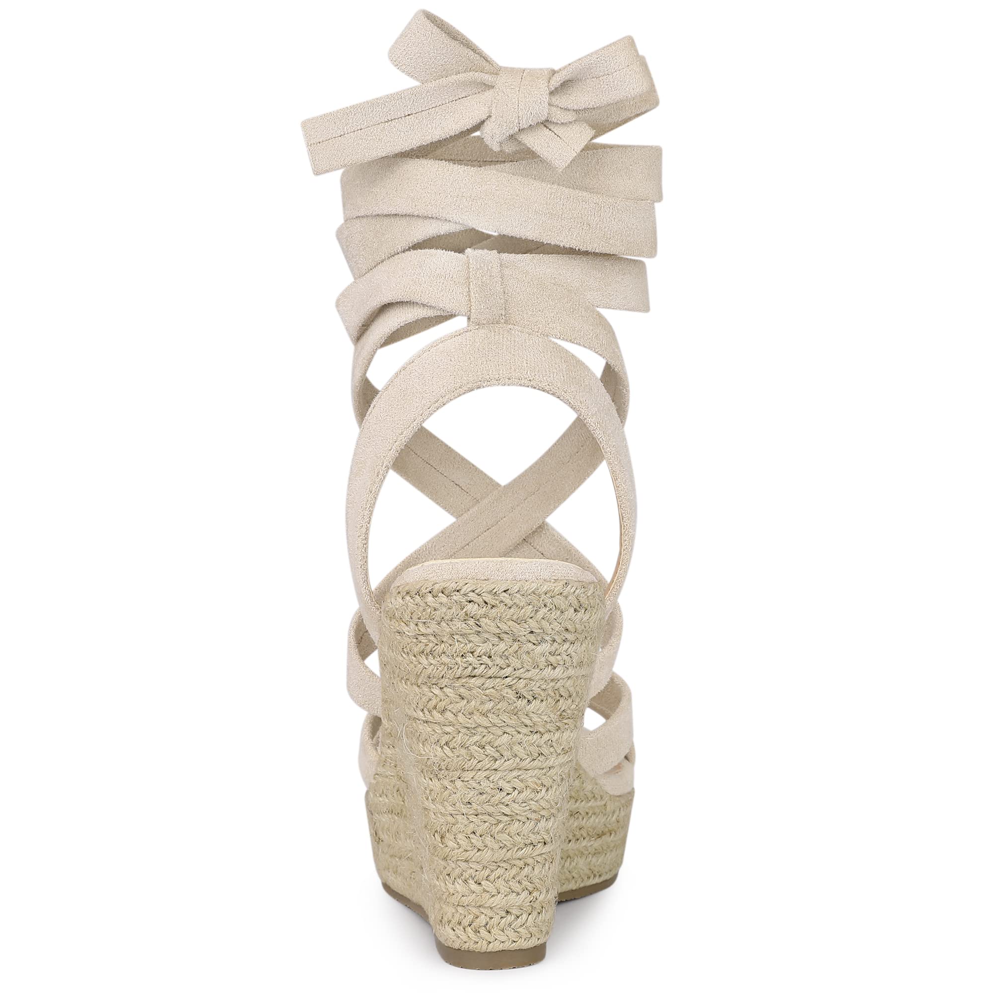 Allegra K Women's Lace Up Espadrille Wedge Sandals with Platform Heel - Comfortable Summer Casual Shoes for Beach, Party & Outdoor Wear
