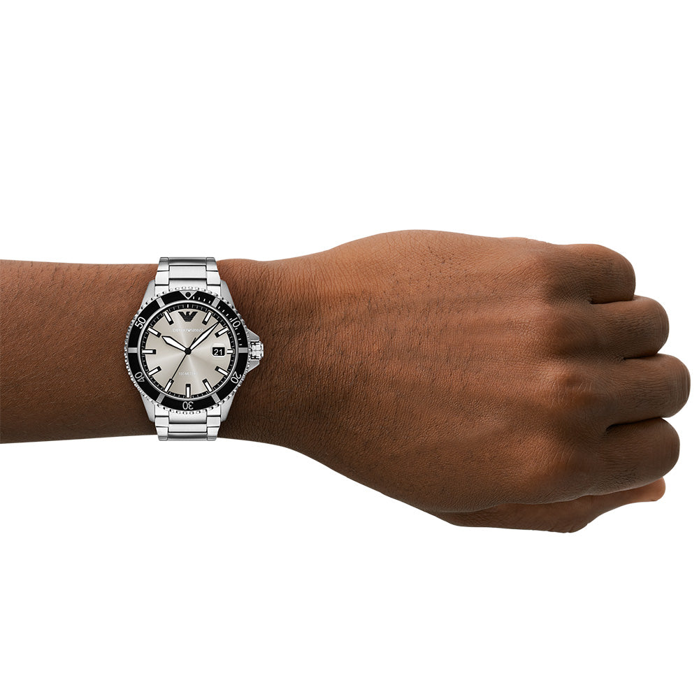 Emporio Armani AR11683 World Explorer Watch - Luxury Stainless Steel Chronograph for Men | Perfect for Business, Travel & Formal Occasions
