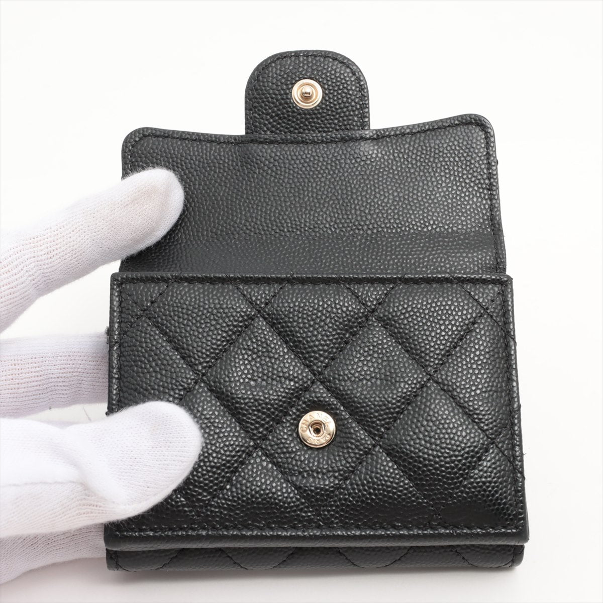 Chanel Caviar Black Fold Wallet for Women - Luxury Leather Wallet with Card Slots & Coin Pocket - Perfect for Everyday Use & Gift Giving