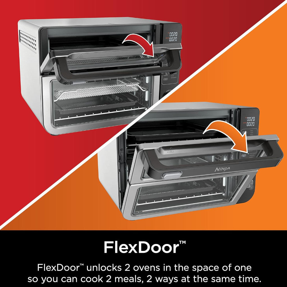 NINJA DCT401 12-in-1 Double Oven with FlexDoor, FlavorSeal & Smart Finish - Certified Refurbished with Home Essentials Warranty - Perfect for Baking, Roasting & Air Frying in Your Kitchen