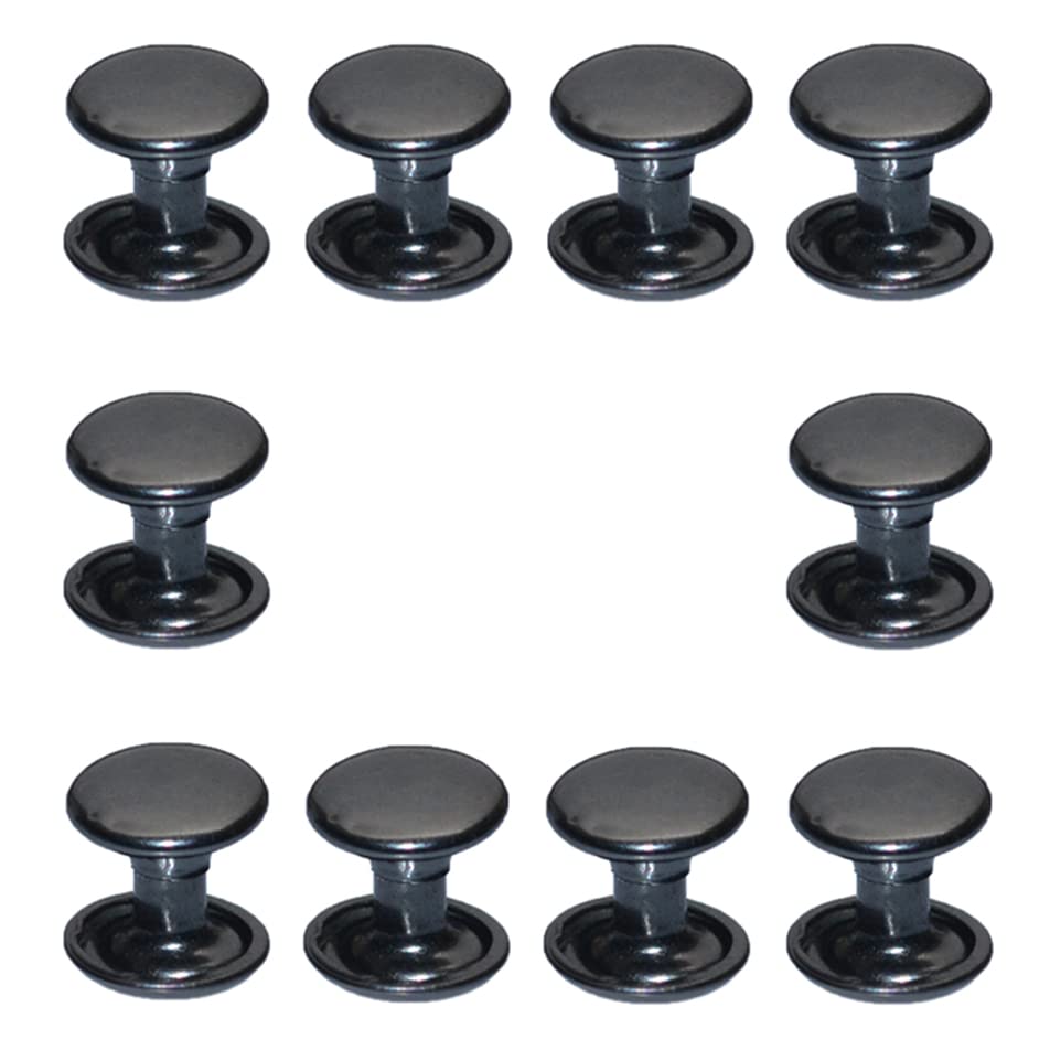 160 Sets Stainless Steel Leather Rivets - Double Cap Tubular Metal Studs for Leather Craft, Clothes, Shoes, Bags & Belts (10mm Gunmetal Black) - Perfect for DIY Repairs, Decoration & Craft Accessories