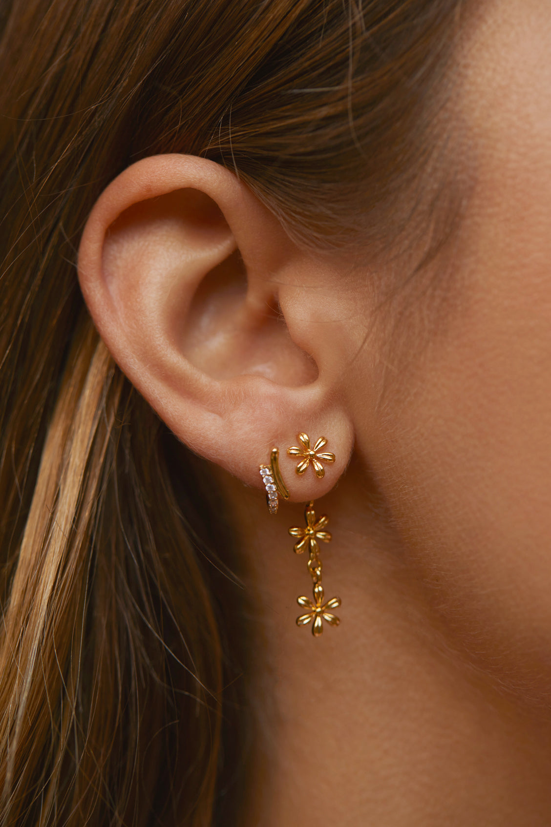 CZ Half Stud Earrings for Women - Sparkling Cubic Zirconia Studs for Daily Wear & Special Occasions