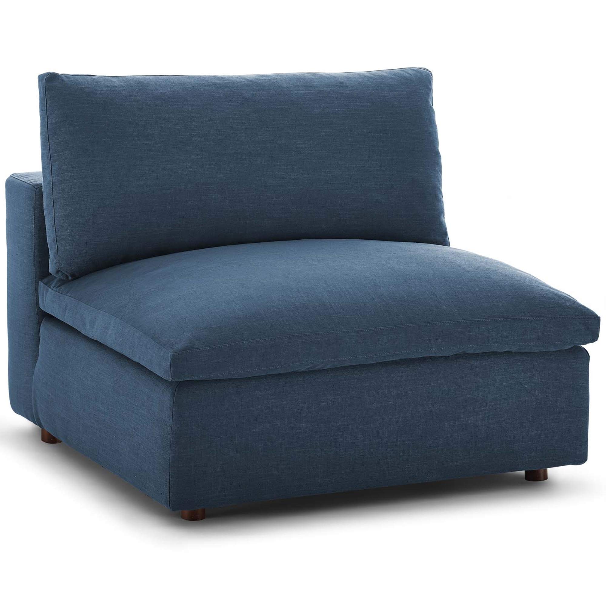 Ergode Commix Armless Chair - Plush Comfort Sofa with Soft Polyester Upholstery & Solid Wood Frame | Cotton Down Cushions for Living Room, Family Room, Game Room | Azure Blue Modern Accent Chair for Home Office, Reading Nook & Small Spaces