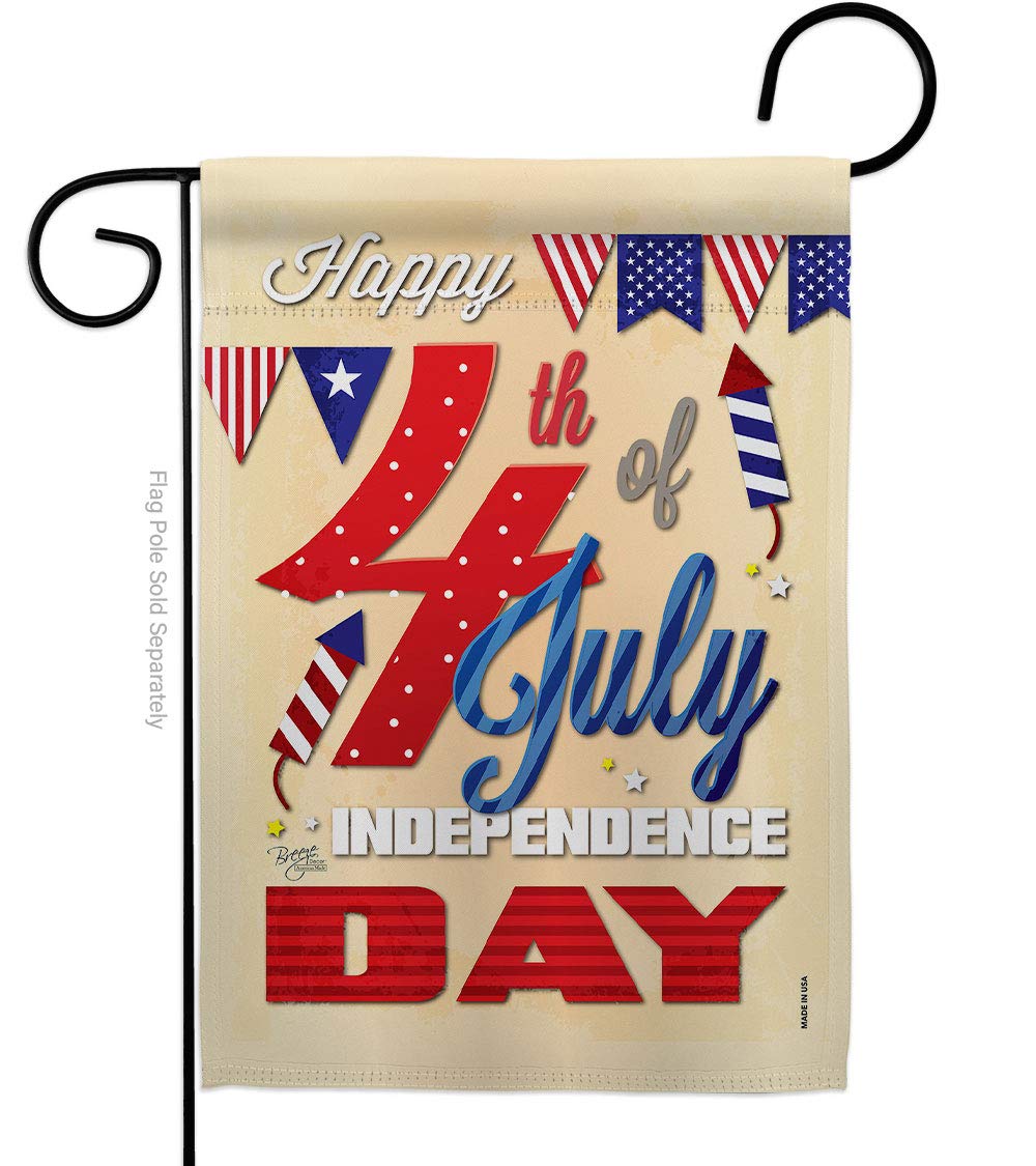 Happy 4th July Americana Garden Flag 13x18.5in - Patriotic Outdoor Decor