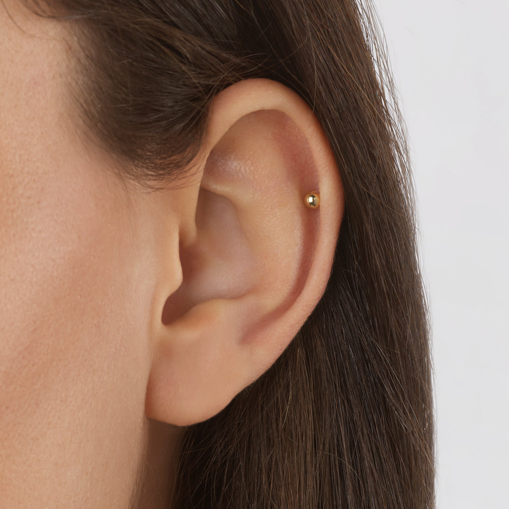 10k Gold Ball Helix Single Stud Earring - Dainty Cartilage Piercing Jewelry for Everyday Wear & Special Occasions