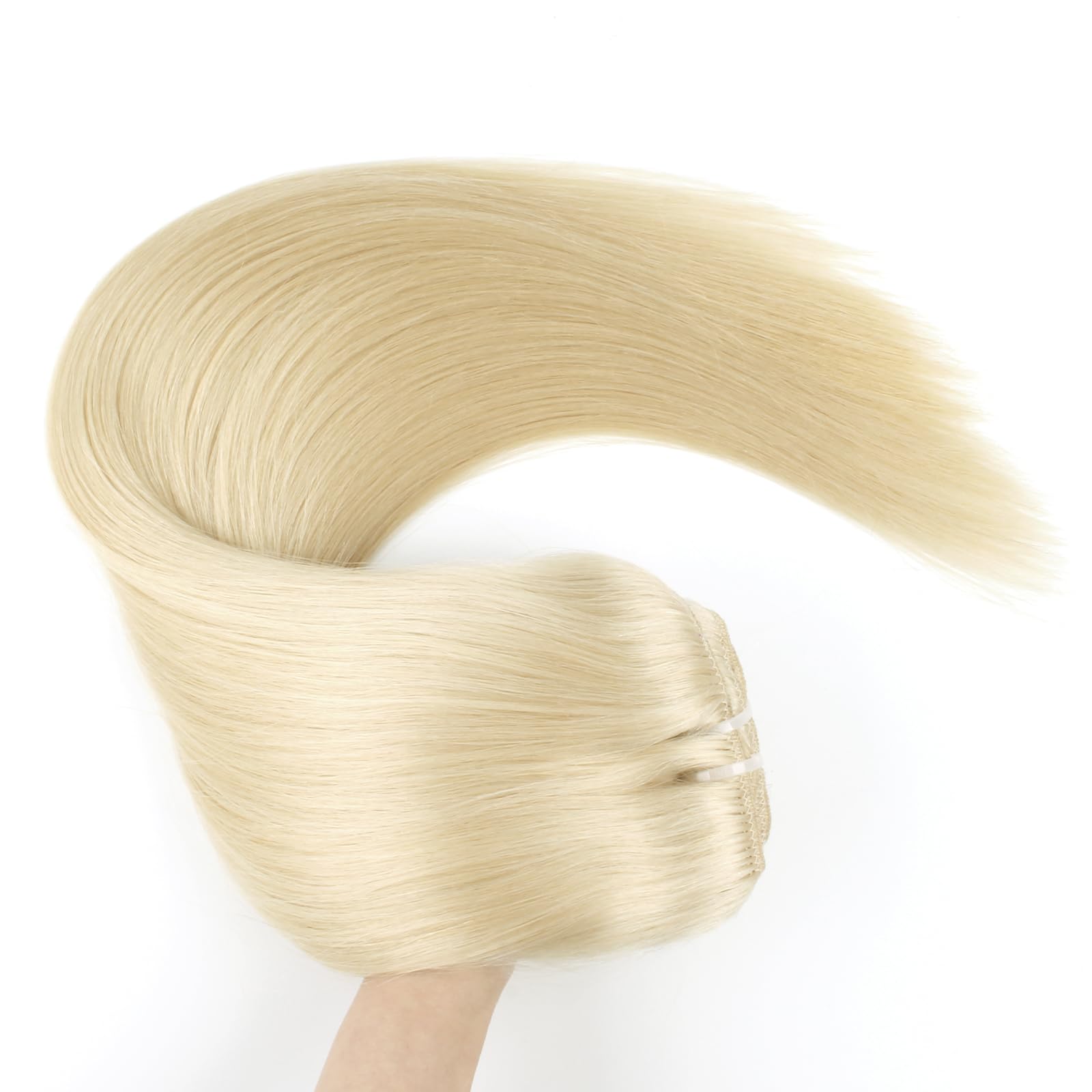 SixStarHair 22 Inch Ash Blonde Clip-In Human Hair Extensions - 10 Piece Set (240g) with 21 Clips | Remy Human Hair Wefts for Volume & Length | Perfect for Parties, Weddings & Daily Styling