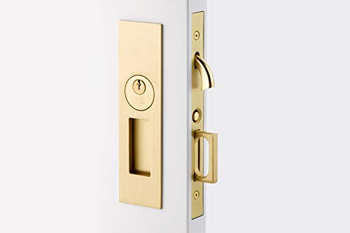 Emtek Narrow Modern Rectangular Keyed Pocket Door Mortise Lock - Oil Rubbed Bronze Finish for Bedroom, Bathroom & Closet Doors