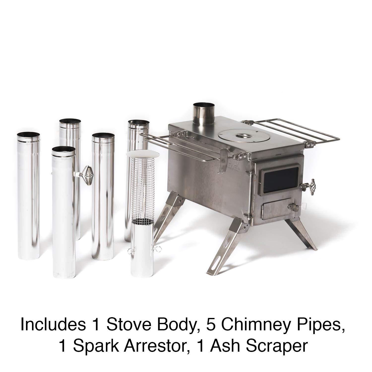 WINNERWELL Nomad Medium Tent Stove - Portable Wood Burning Stove for Camping, Shelters & Outdoor Adventures | 800 cu in Firebox | Stainless Steel Construction w/ Chimney Pipe | Perfect for Backpacking, Hunting & Winter Camping