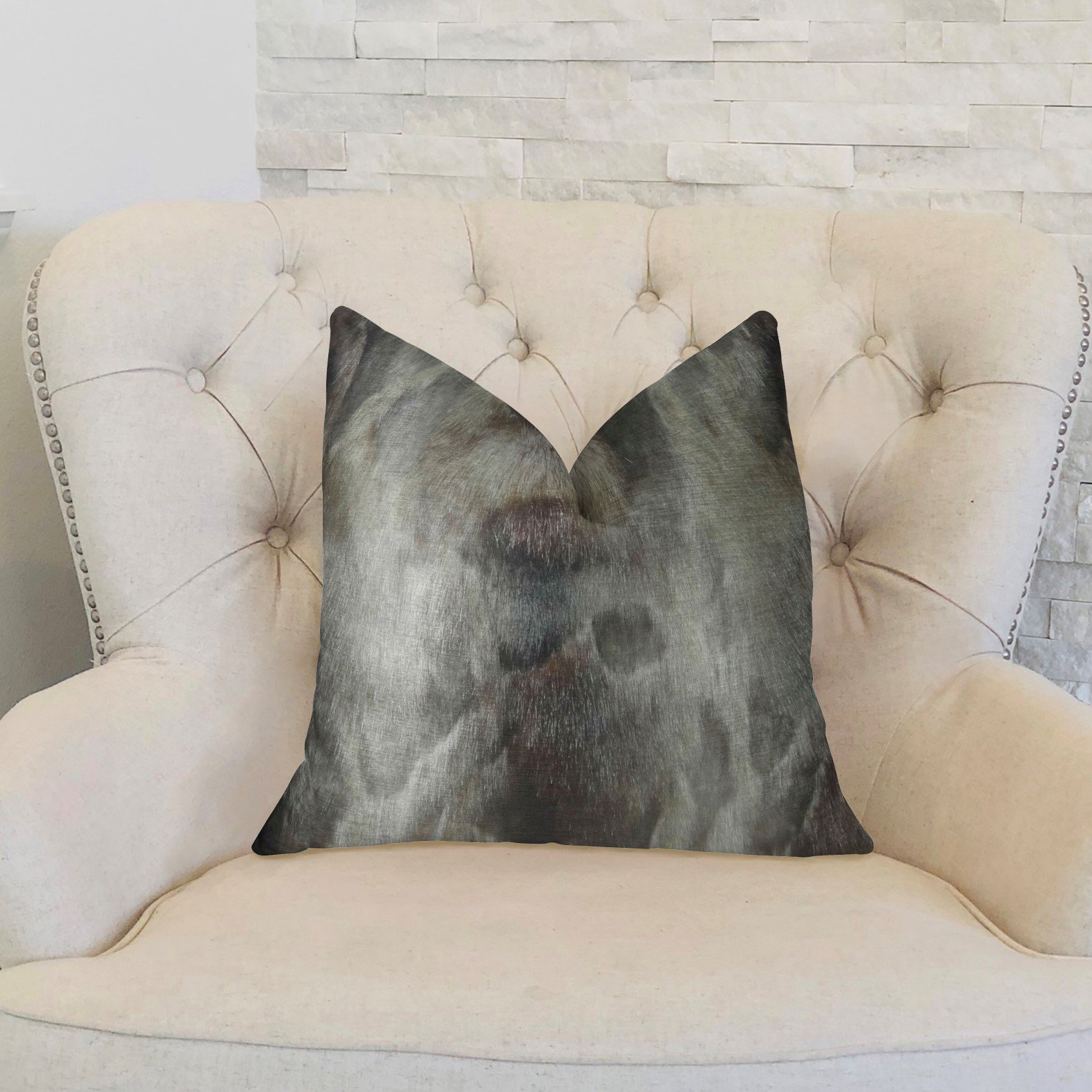 Plutus Brandy Ash Handmade Throw Pillow 22x22 Inches - Soft Gray Charcoal Decorative Cushion for Sofa, Bed & Living Room - Premium Cotton Pillow Cover for Home Decor