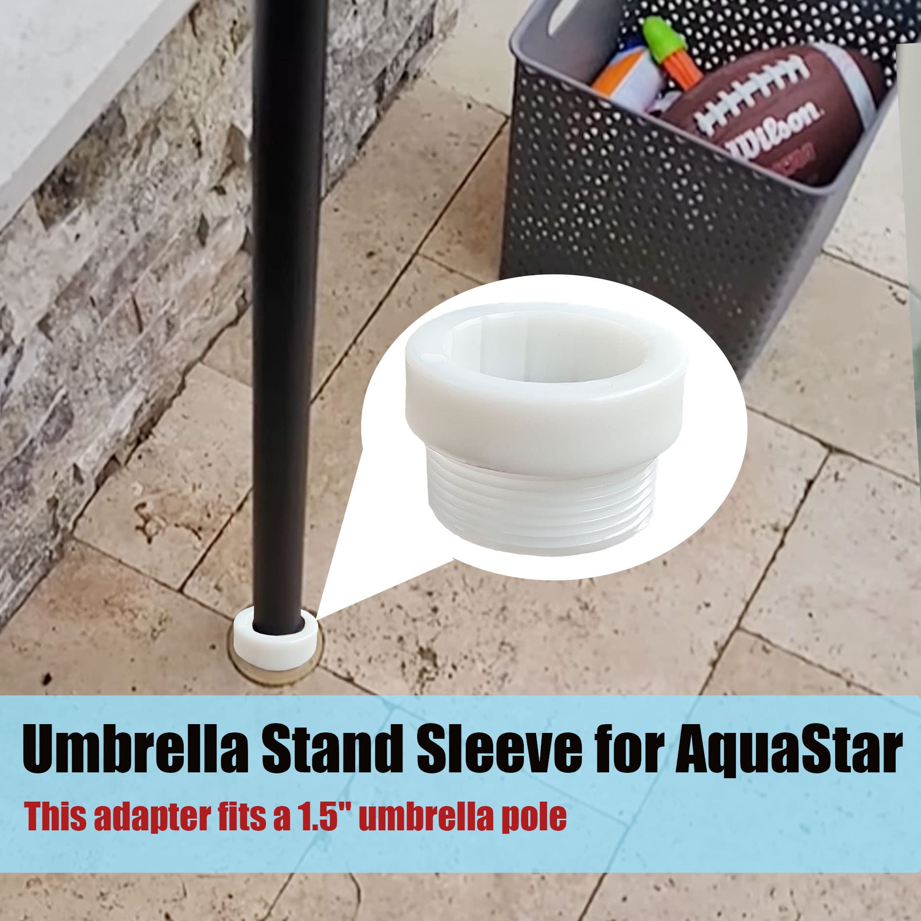 2Pcs Pool Umbrella Stabilizer Adapter - Threaded Adapter Sleeves for 1.75