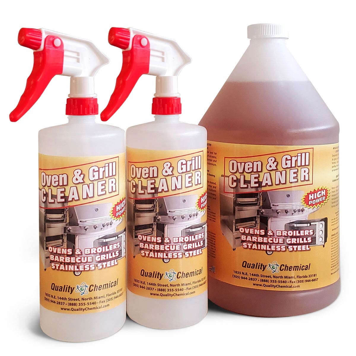 Professional Heavy-Duty Oven & Grill Cleaner Degreaser - Fast Acting, Easy to Use, Made in USA - 1 Gallon Combo for Kitchen, BBQ, Restaurant & Commercial Use