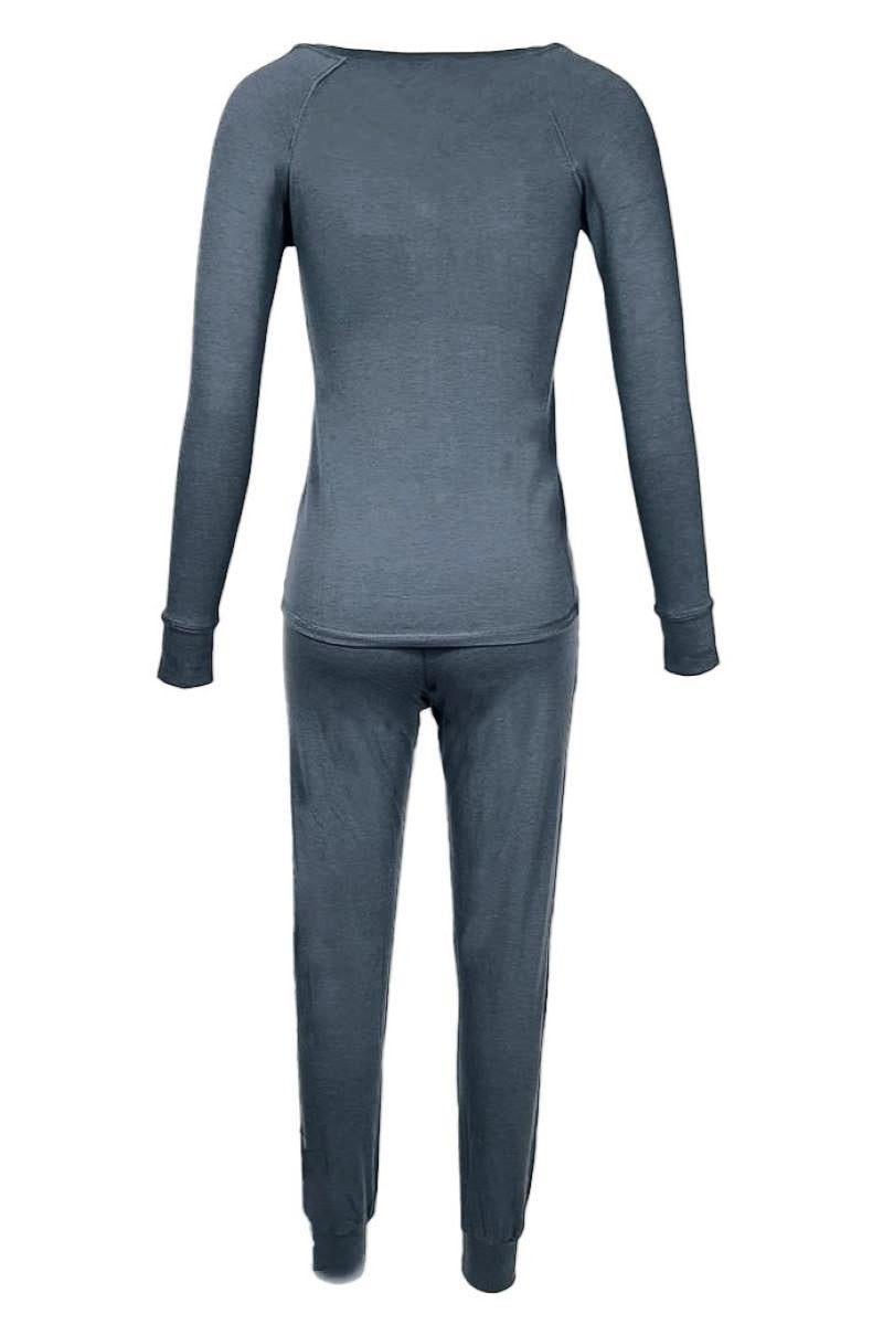 Olivia Long Sleeve Henley Loungewear Set for Women - Soft Cotton Comfy Pajama & Sleepwear - Perfect for Relaxing at Home, Lounging or Bedtime