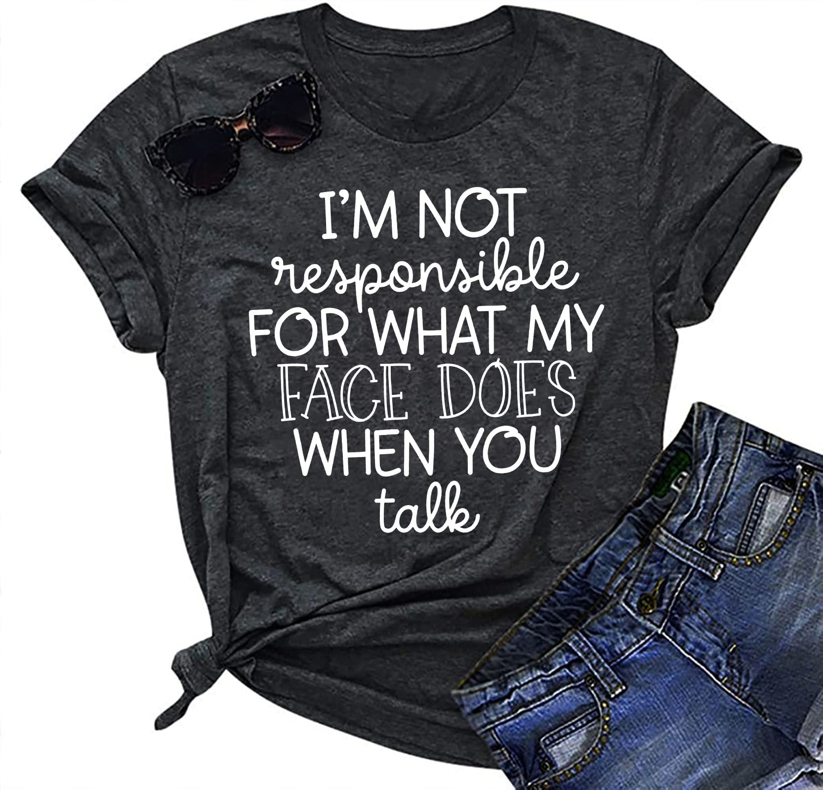 Funny Women's T-Shirt - 'I'm Not Responsible' Graphic Tee | Short Sleeve Novelty Top with Slogan | Perfect for Casual Wear, Girls Night Out & Humorous Gifts