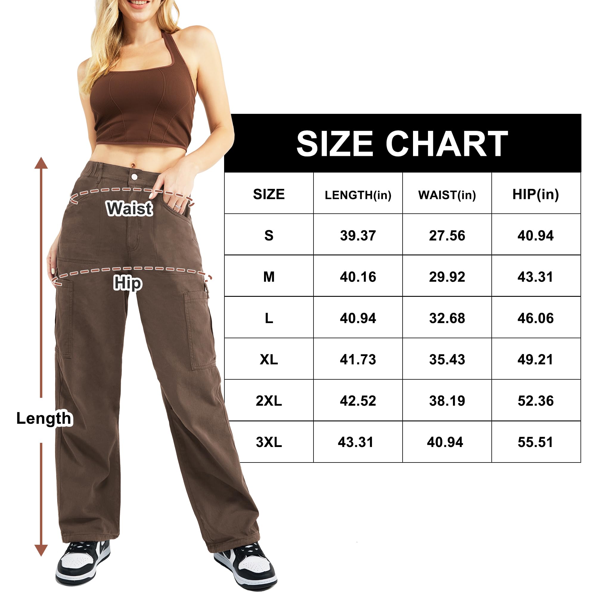 Znyeth Women's Cotton Cargo Pants - Wide Leg Military Combat Work Pants with 8 Pockets for Hiking, Outdoor & Casual Wear