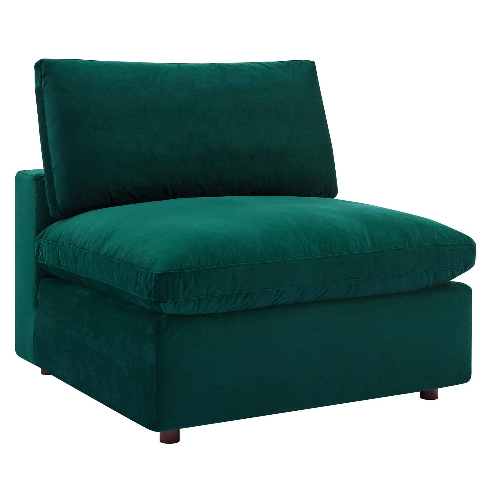 Modway Commix Down-Filled Overstuffed Performance Velvet Sectional Sofa Armless Chair - Luxurious Comfort for Living Room, Lounge & Home Theater