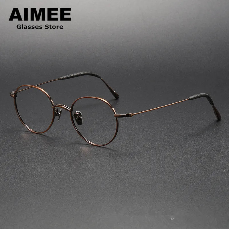 Aimee Unisex Full Rim Round Square Titanium Eyeglasses 14153 - Lightweight Durable Frame for Men & Women - Perfect for Reading, Work, and Everyday Use