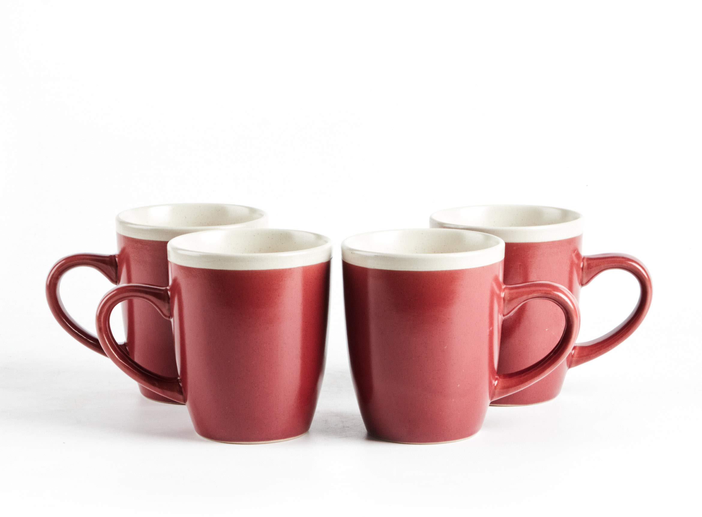 Rock Ridge Speckled Stoneware Dinnerware Set - 16 Piece Dinner Plates, Bowls & Mugs in Garnet & Ivory - Elegant Stoneware for Everyday Dining, Entertaining & Holiday Meals
