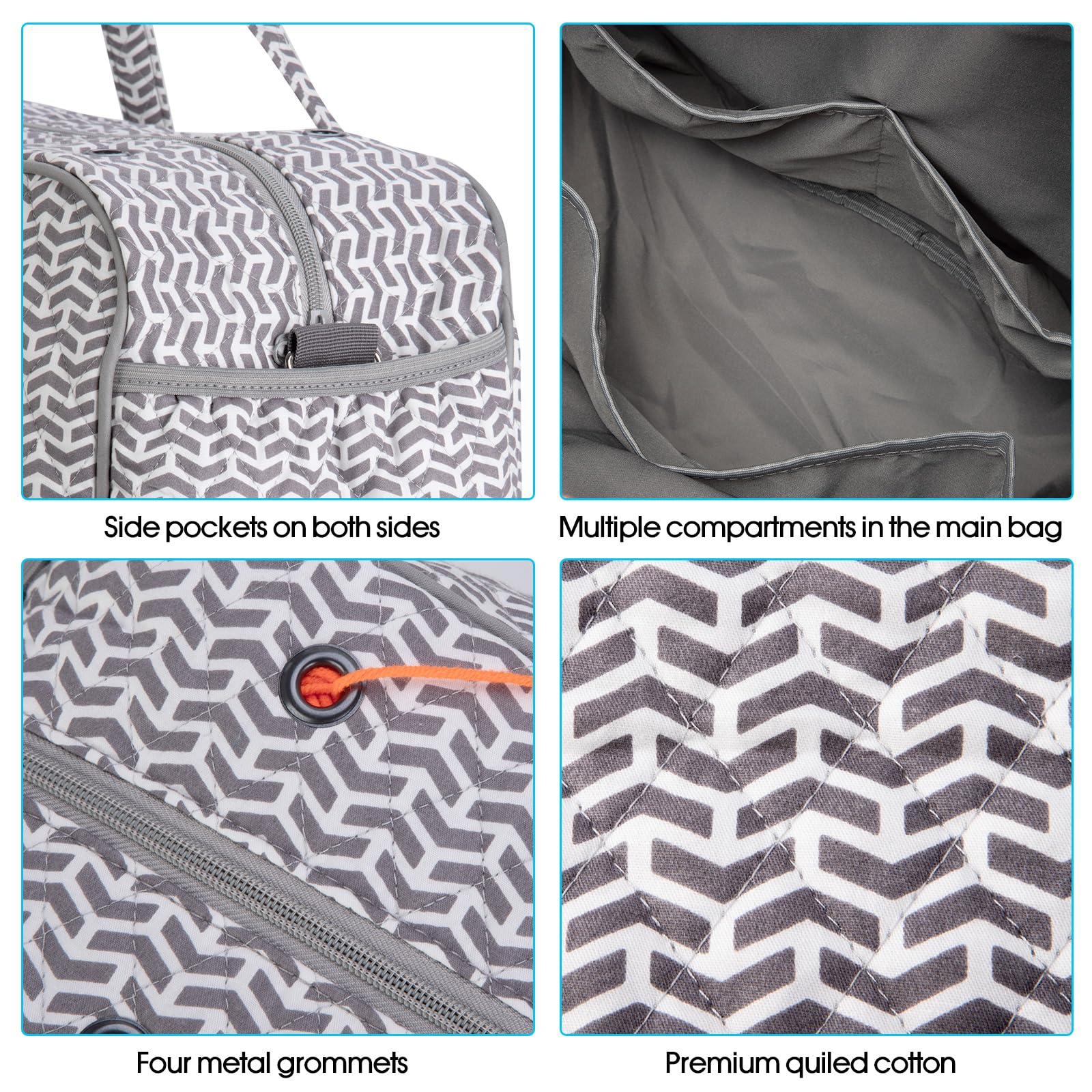 Hanfetch Yarn Storage Organizer - Large Knitting Crossbody Bag & Crochet Tote for Yarn, Needles, Hooks - Perfect for Crafting On-The-Go, Travel Projects & Home Organization (Gray-Arrow)