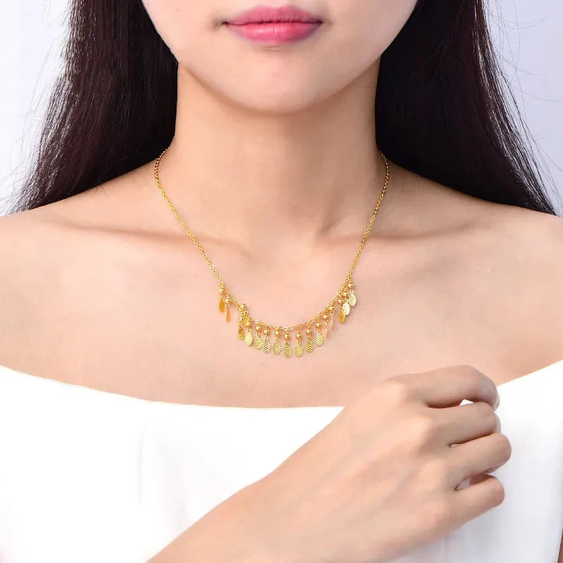 24K Pure Gold Necklace for Women - Real AU 999 Solid Gold Chain, Classic & Trendy Fine Jewelry - Perfect for Parties, Weddings, Anniversary Gifts & Everyday Luxury (2023 New Arrival)