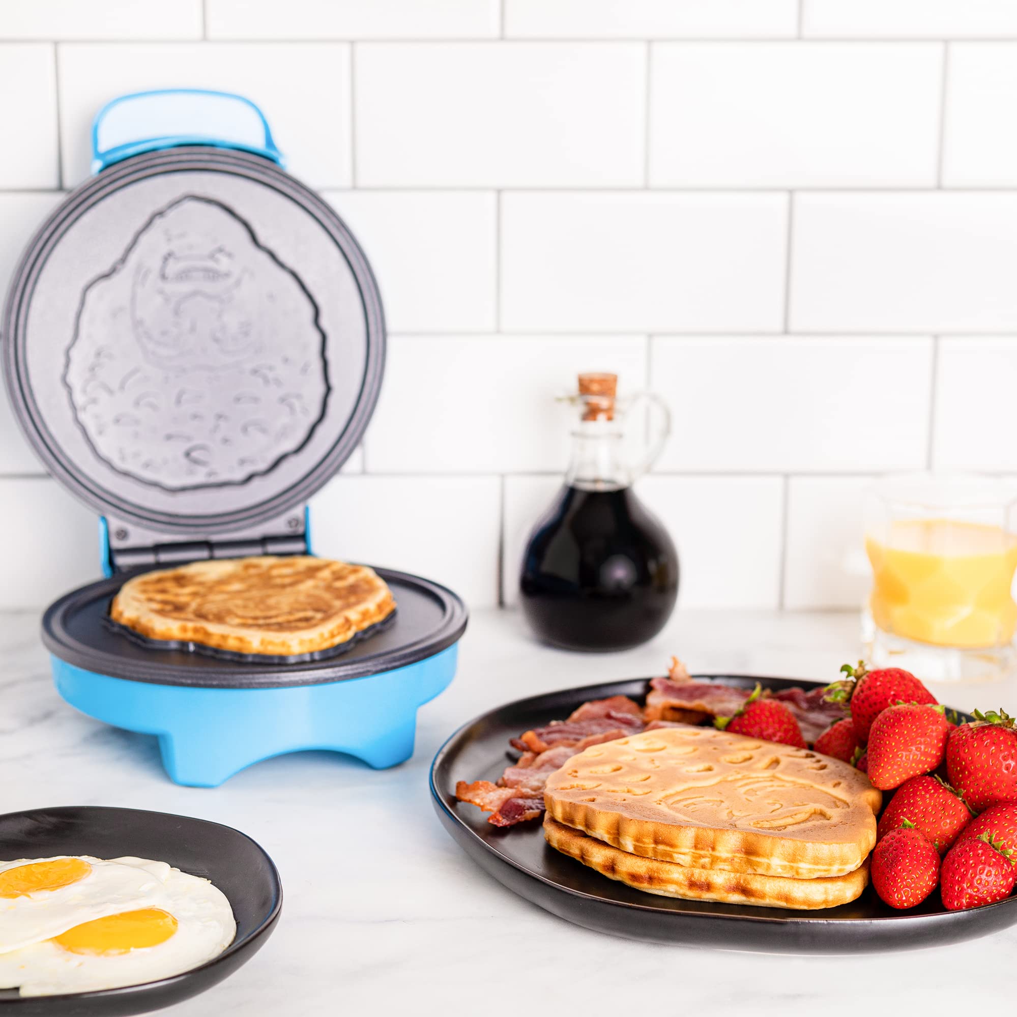 Uncanny Brands Bob Ross Waffle Maker - Create Waffles with Bob Ross Iconic Face - Non-Stick Waffle Iron for Breakfast, Party & Gift - Perfect for Home, Camping & Holiday Cooking