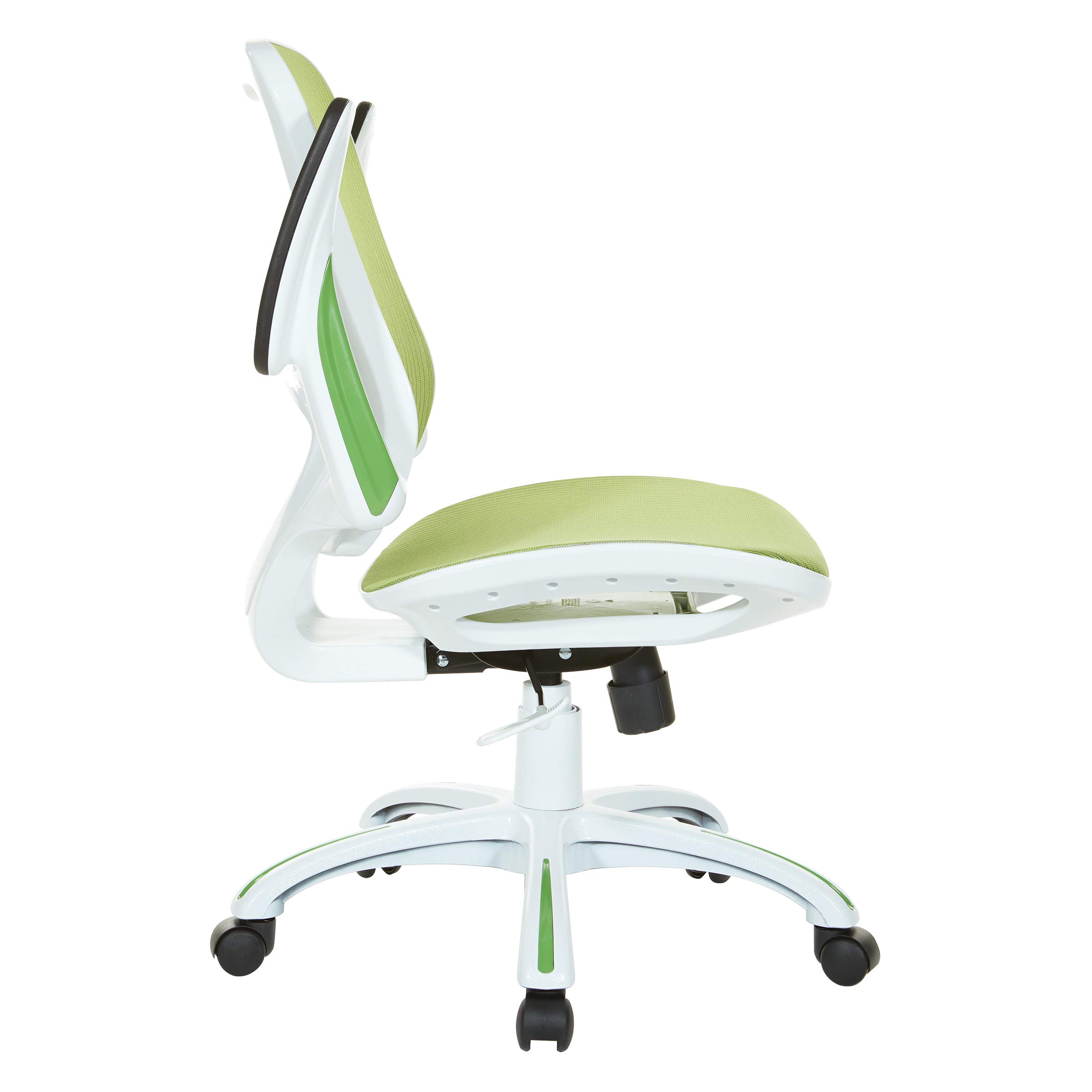 OSP Home Furnishings Riley Ergonomic Mesh Office Chair - Breathable Back & Seat, White Base with Green - Perfect for Home Office, Executive Desk & Workspace Comfort