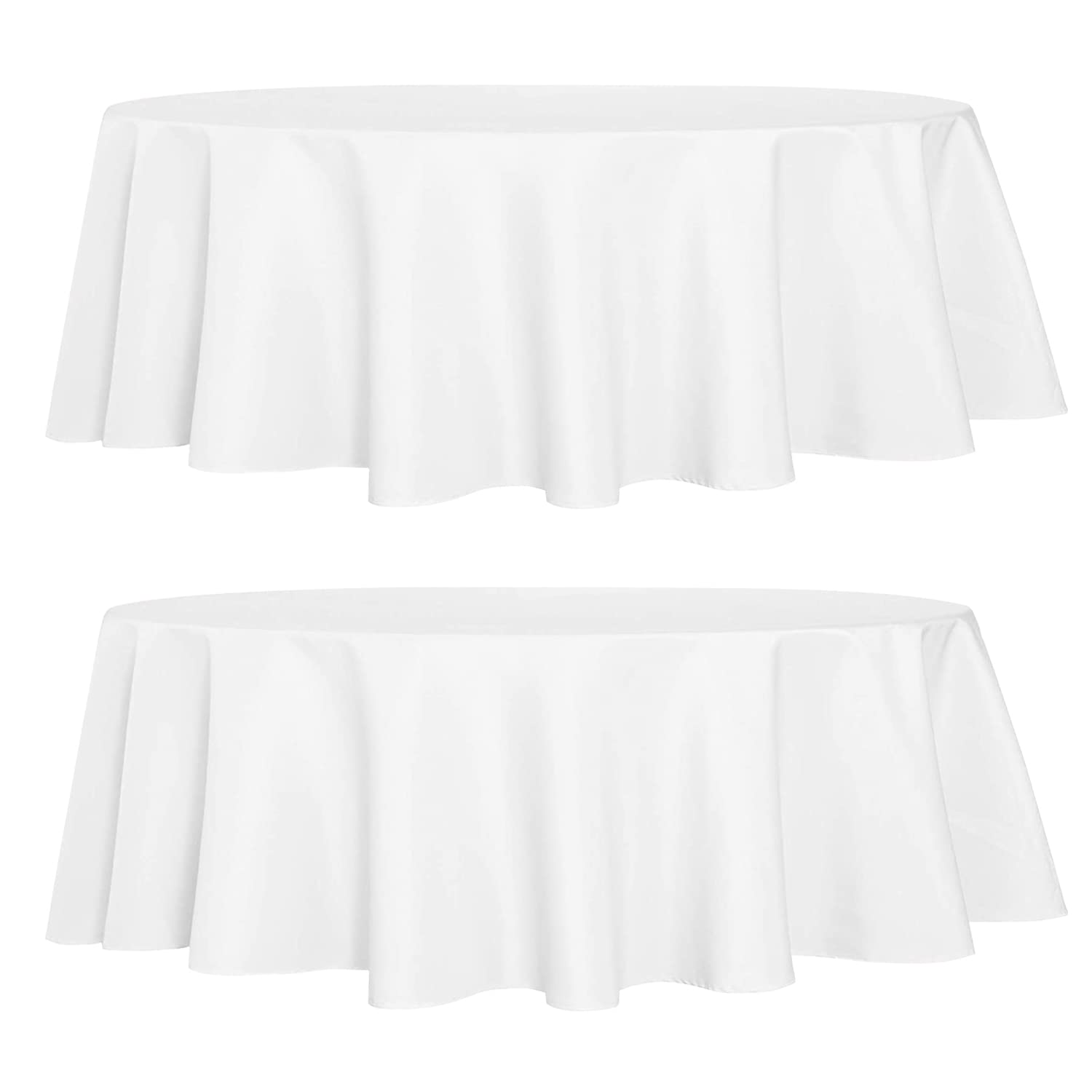 Sancua 2 Pack 70 Inch Round White Tablecloth – Stain & Wrinkle Resistant Washable Polyester Table Cover for Dining, Buffet, Camping, Picnics, and Outdoor Events
