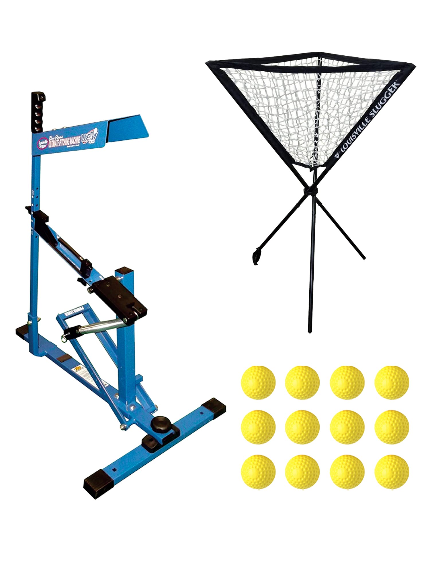 Louisville Slugger UPM 45 Blue Flame Pitching Machine with 12-Pack 12