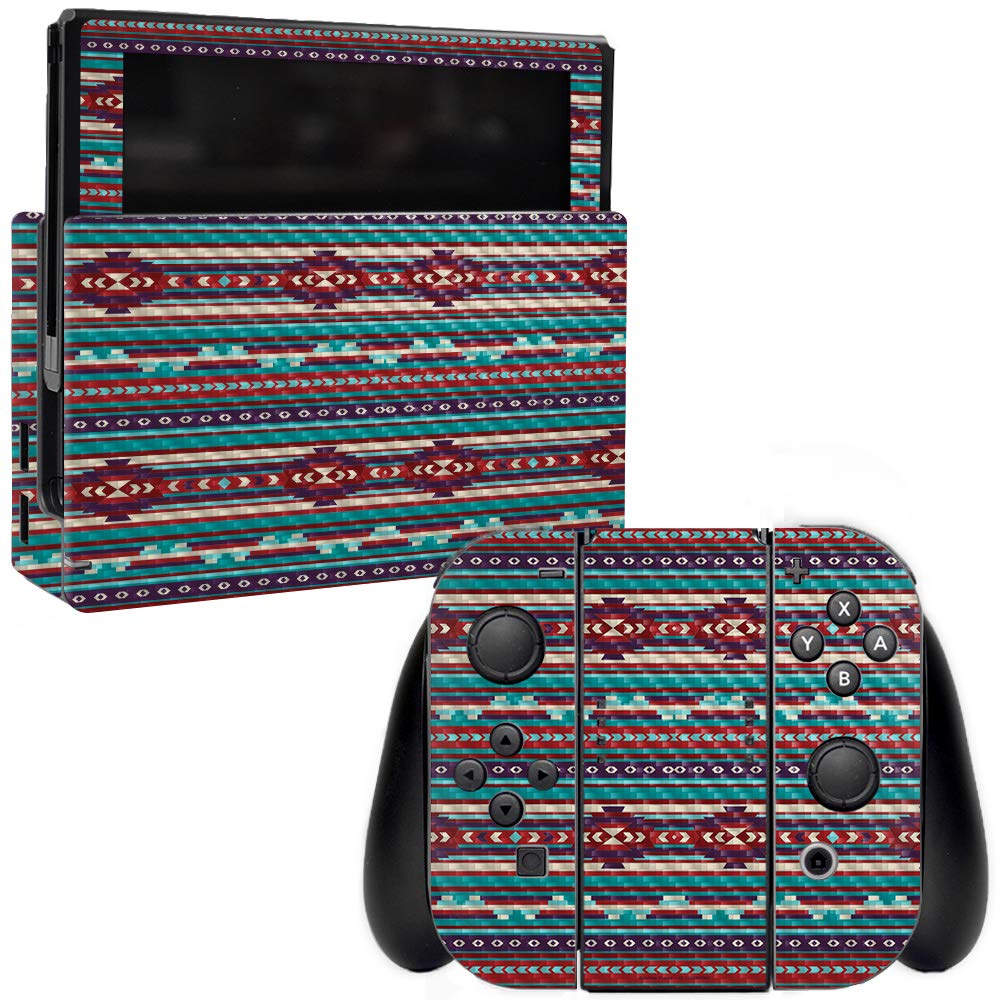 MightySkins Carbon Fiber Skin for Nintendo Switch - Southwest Stripes | Protective & Durable Textured Vinyl Wrap | Easy to Apply & Remove | USA Made | Perfect for Gaming, Travel & Customization