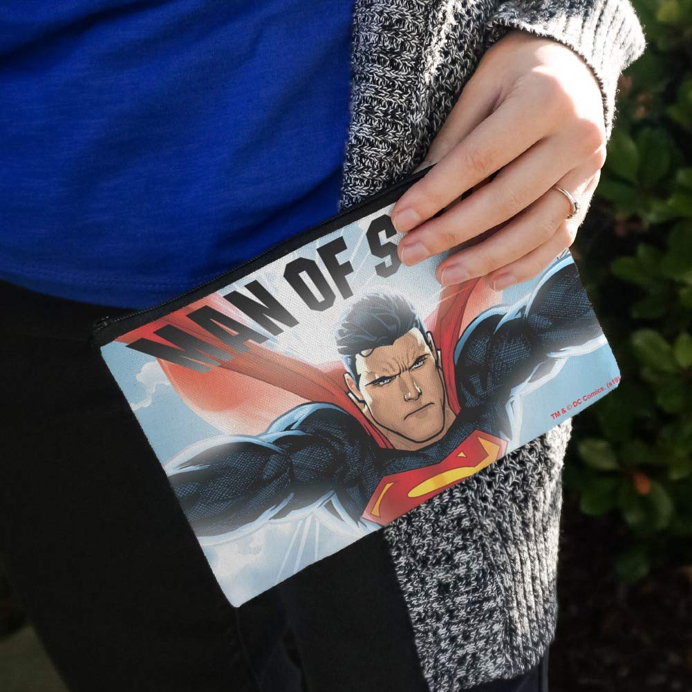 Superhero Man of Steel Cosmetic Bag Organizer - DC Comics Superman Makeup Pouch for Travel & Daily Use