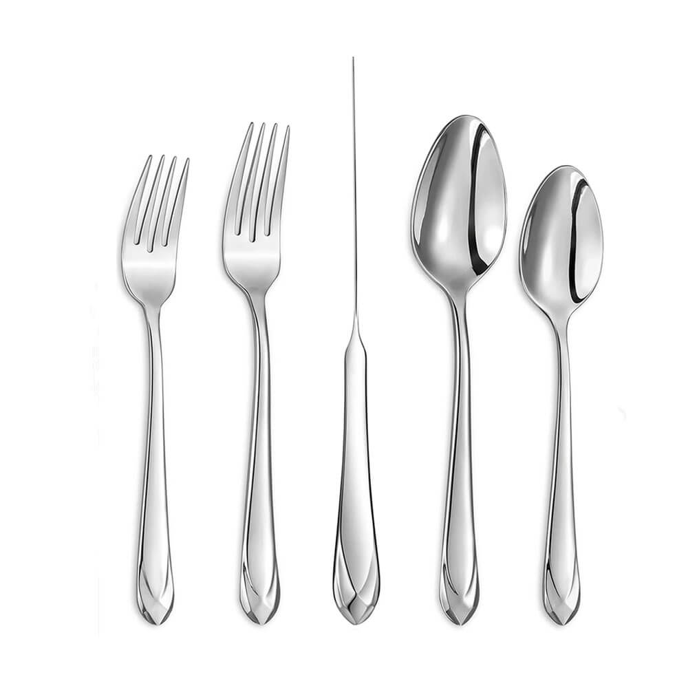 Premium Marina 18/10 Stainless Steel Silverware Set - 45-Piece Flatware Set for 8, Mirror Polished, Dishwasher Safe - Perfect for Dining, Weddings, and Gifts