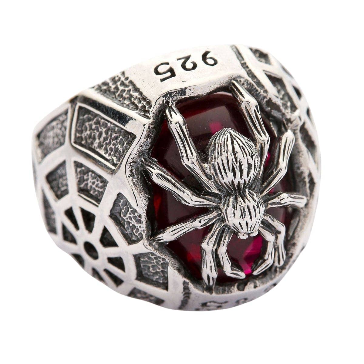 Gothic Red Spider Sterling Silver Ring for Women - Unique Gothic Jewelry for Halloween, Cosplay & Alternative Fashion
