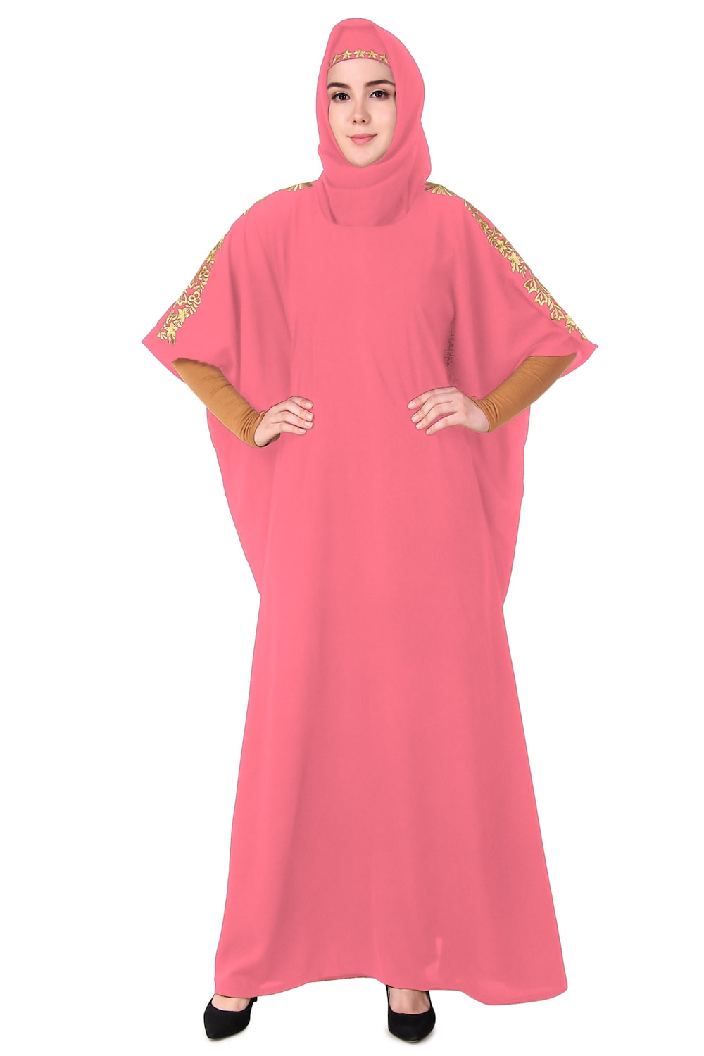 Embellished Floral Sleeve Kaftan Dress for Women - Boho Chic Beach Cover Up, Pool Party, Vacation & Summer Outfit