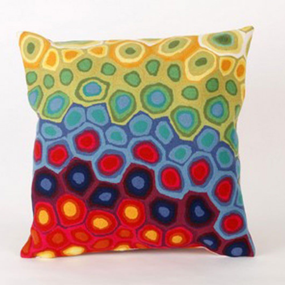Liora Manne Visions III Pop Swirl Multi Indoor/Outdoor Decorative Throw Pillows, 20x20 Inches Square, Red and Blue - Perfect for Sofa, Bed, Patio & Outdoor Furniture Decor