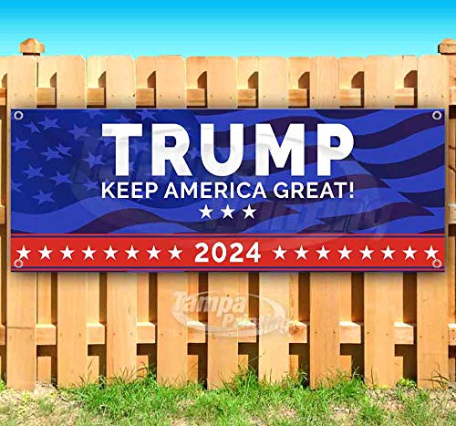 Trump Keep America Great 2024 Heavy-Duty Vinyl Banner - 13 oz Non-Fabric with Metal Grommets - Single-Sided - Perfect for Political Rallies, Campaign Events & Patriotic Home Decor
