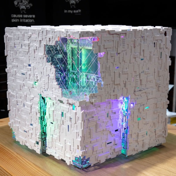 Star Trek Borg Cube ATX PC Case - Snow White Edition | Premium Gaming Computer Case for Sci-Fi & Star Trek Fans | Perfect for Themed Builds & Collector Displays