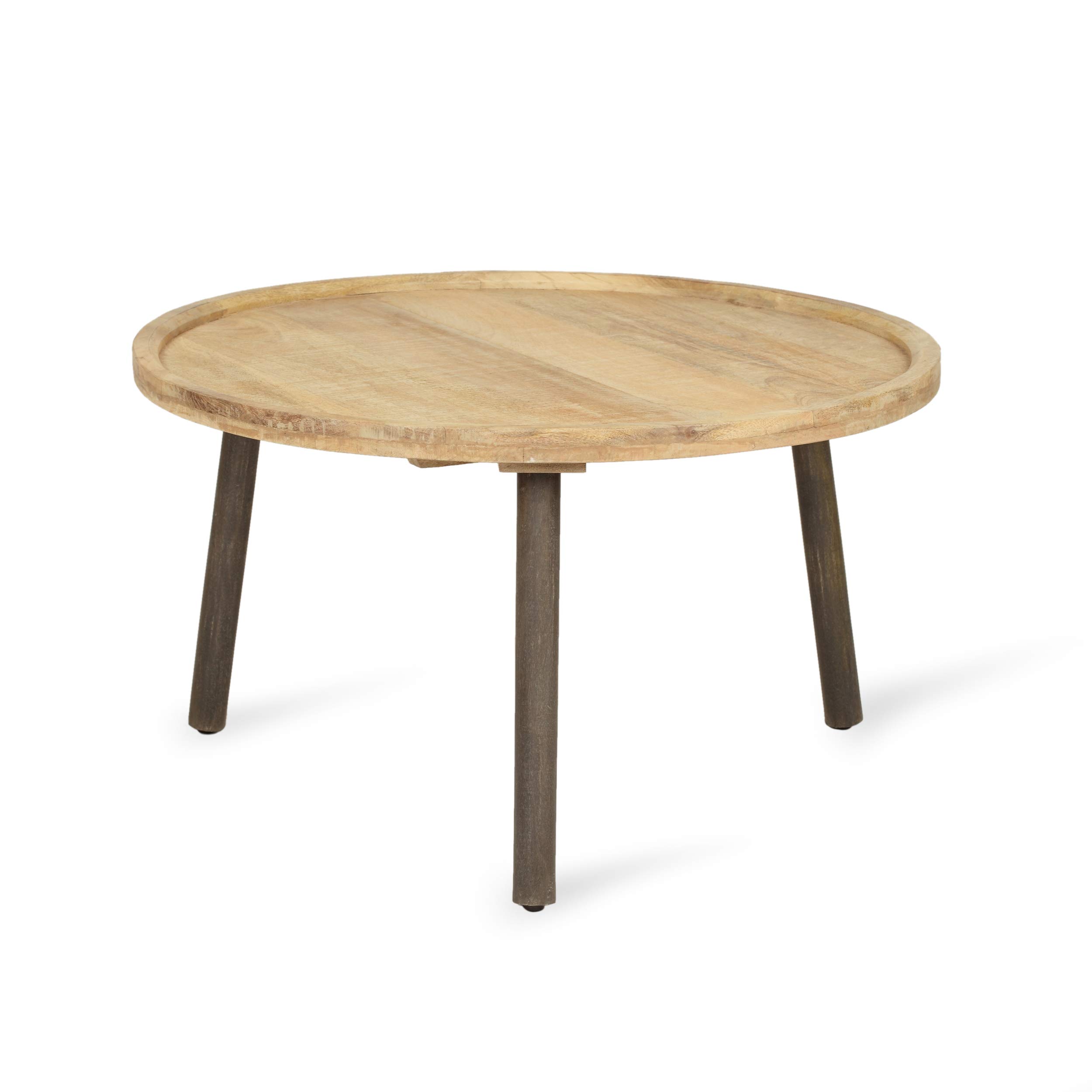 GDFStudio Mango Wood Coffee Table - Natural & Black Finish | Modern Living Room Furniture for Home Decor & Entertainment Spaces