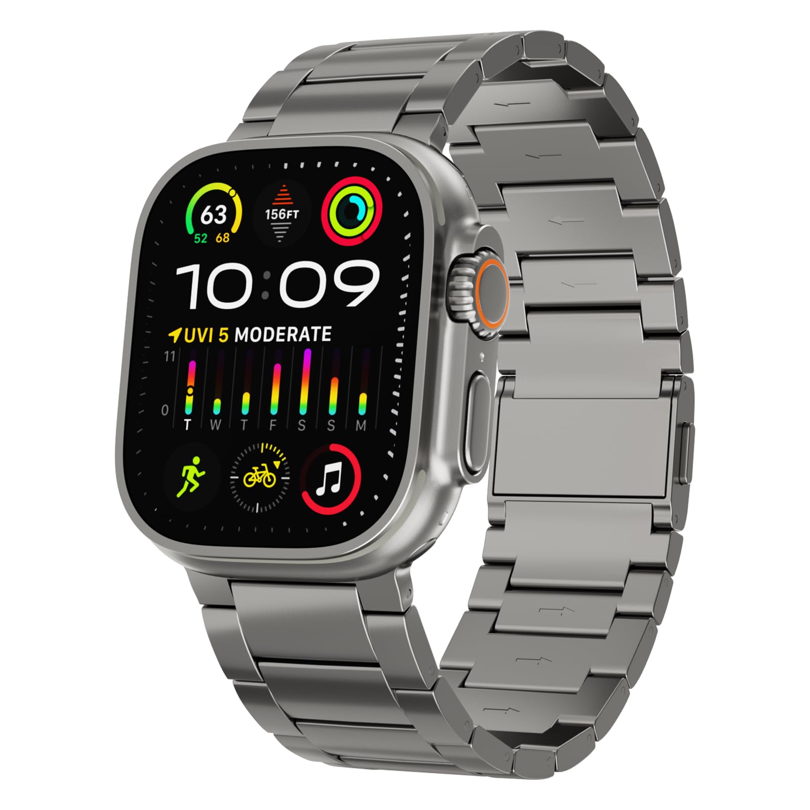 Premium Titanium Watch Band for Apple Watch Ultra 2 / Ultra 49mm - Adjustable 26mm Wide Magnetic Strap with DLC Coating - Durable Replacement Band for Men - Perfect for Outdoor Adventures, Workouts & Everyday Wear