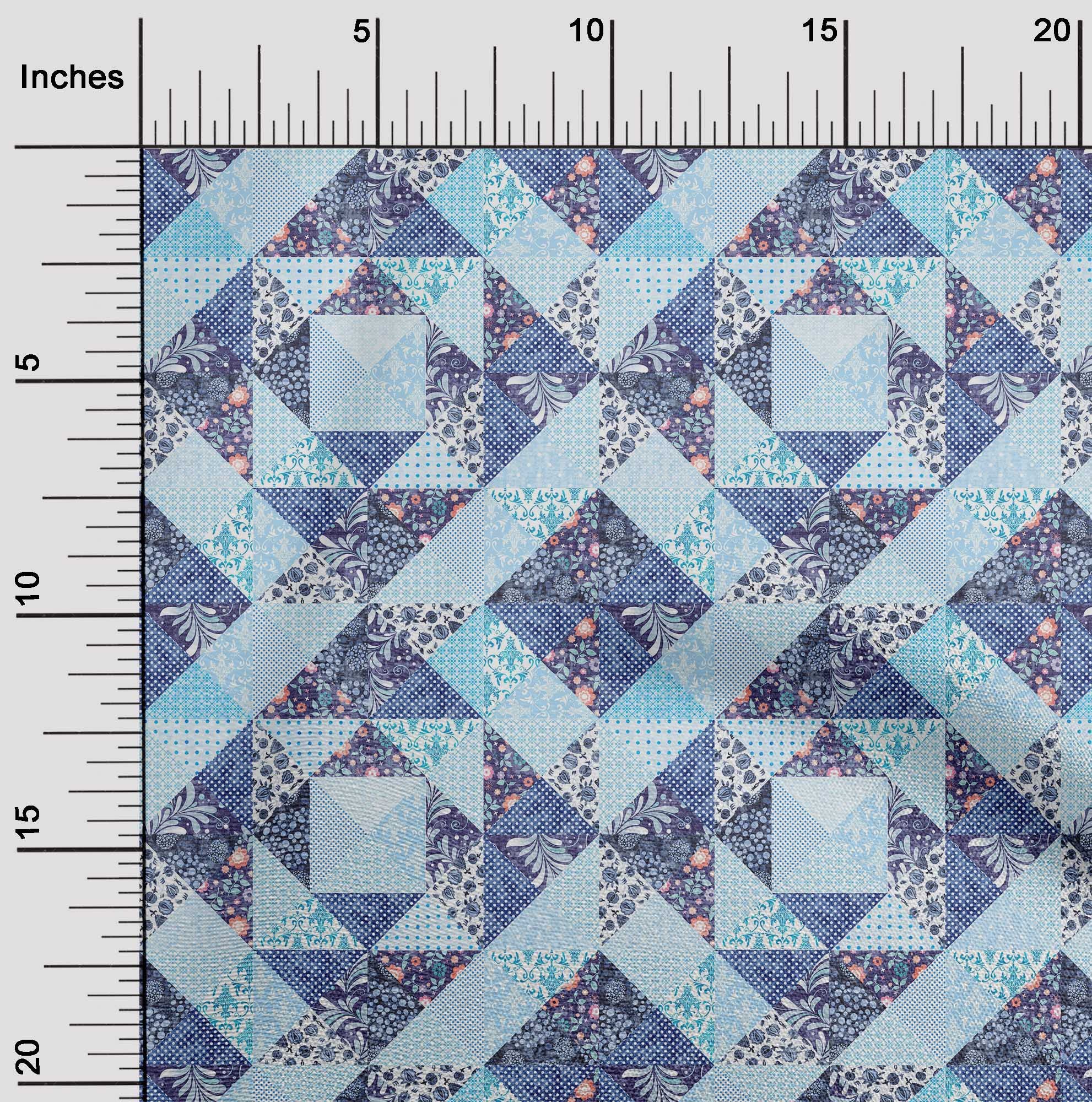 oneOone Polyester Spandex Light Blue Asian Floral Print Fabric - 56 Inch Wide Dress Material by The Yard for DIY Fashion, Home Decor & Craft Projects