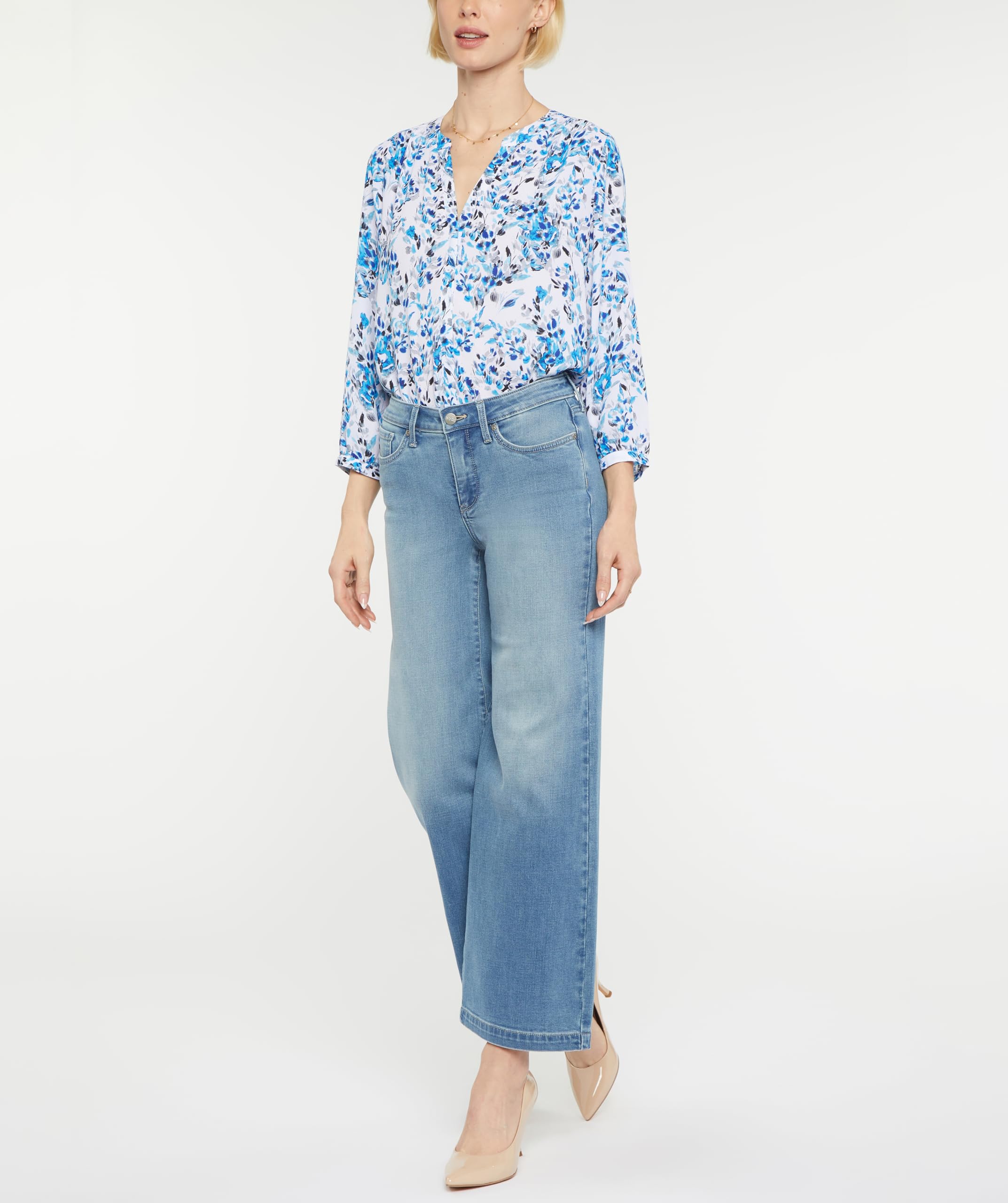 NYDJ Women's Teresa Wide Leg Ankle Jeans - Comfort Stretch Denim Pants for Casual & Office Wear | Perfect for Work, Travel & Everyday Outfits
