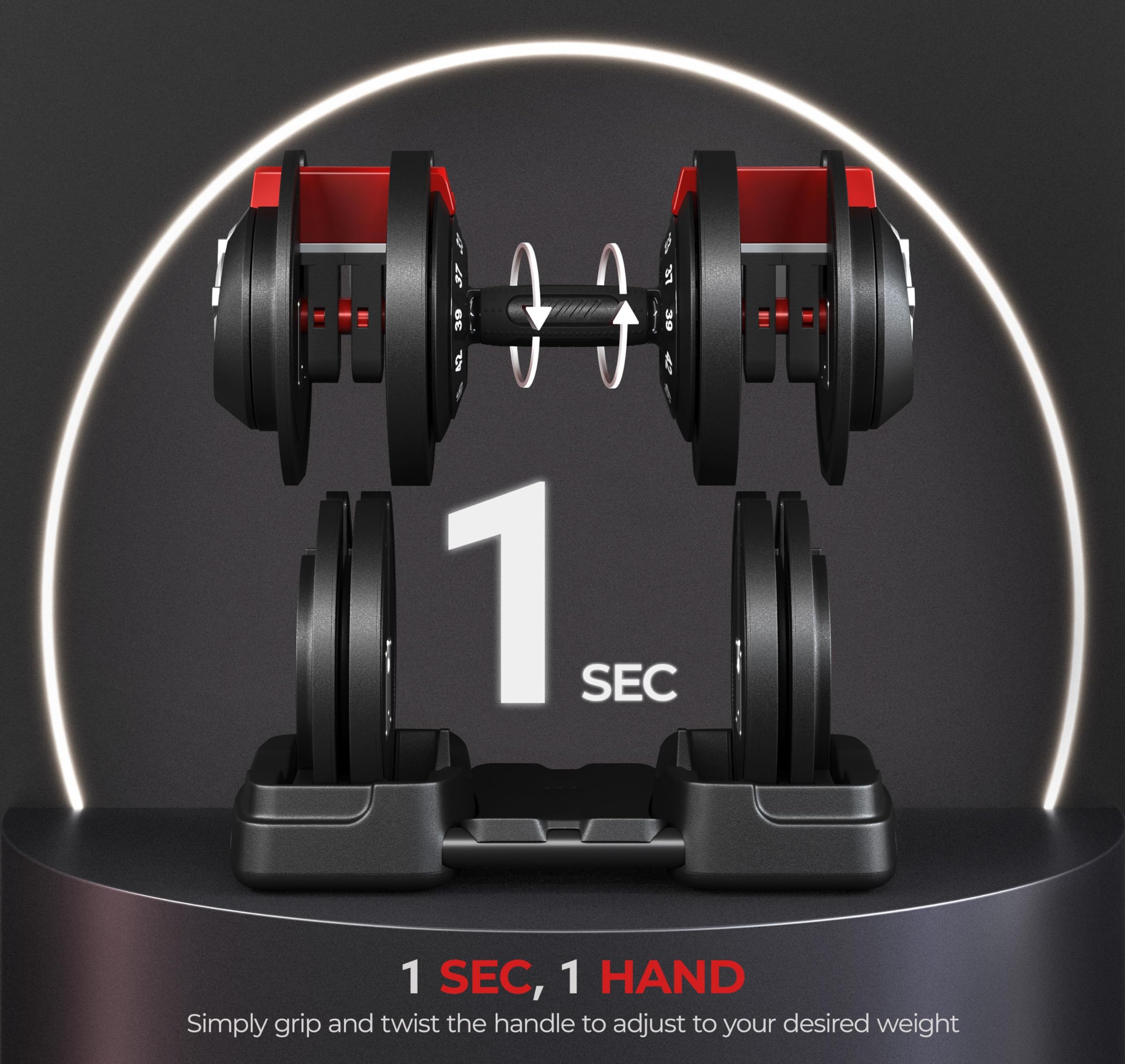 Yaheetech Adjustable Dumbbell Set 28/40/52.5/90LBS - Quick Change Weight Dumbbells with Anti-Slip Handles & Storage Tray - Home Gym Strength Training Equipment for Men & Women - Perfect for Full-Body Workouts, Muscle Building and Home Fitness Routines