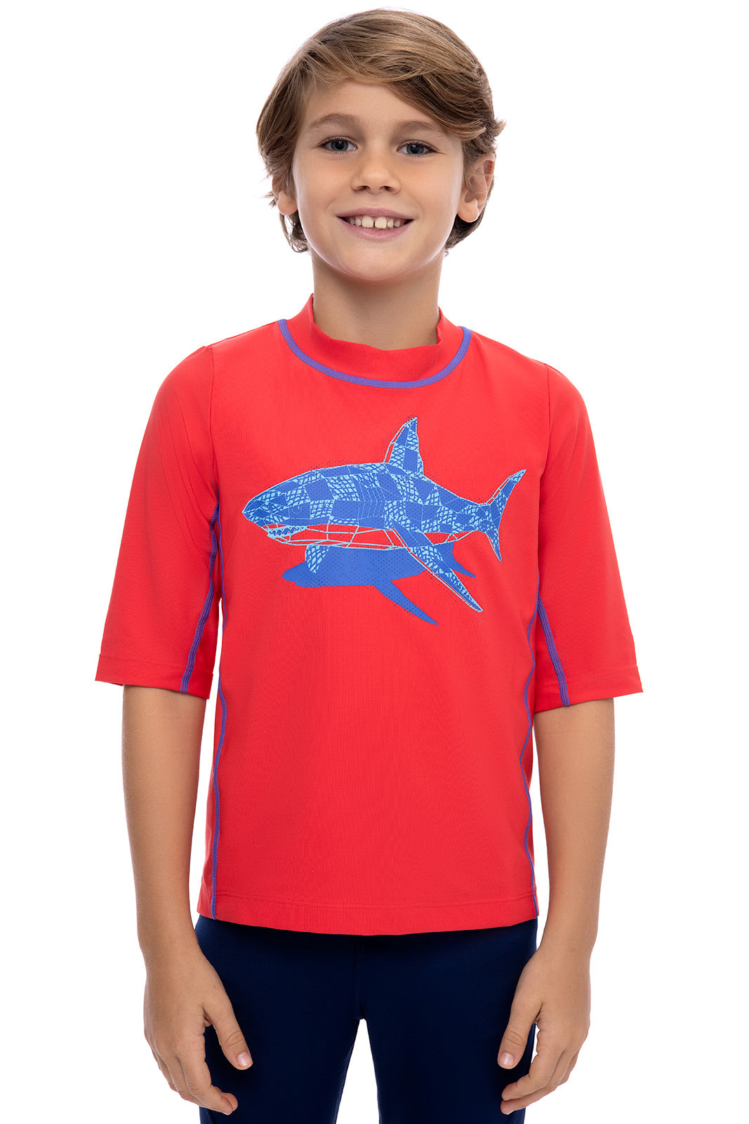 Kids Sandshark Short Sleeve Surf Shirt - UPF 50+ Sun Protection Rash Guard for Boys & Girls | Beach, Swimming, Surfing, Outdoor Activities